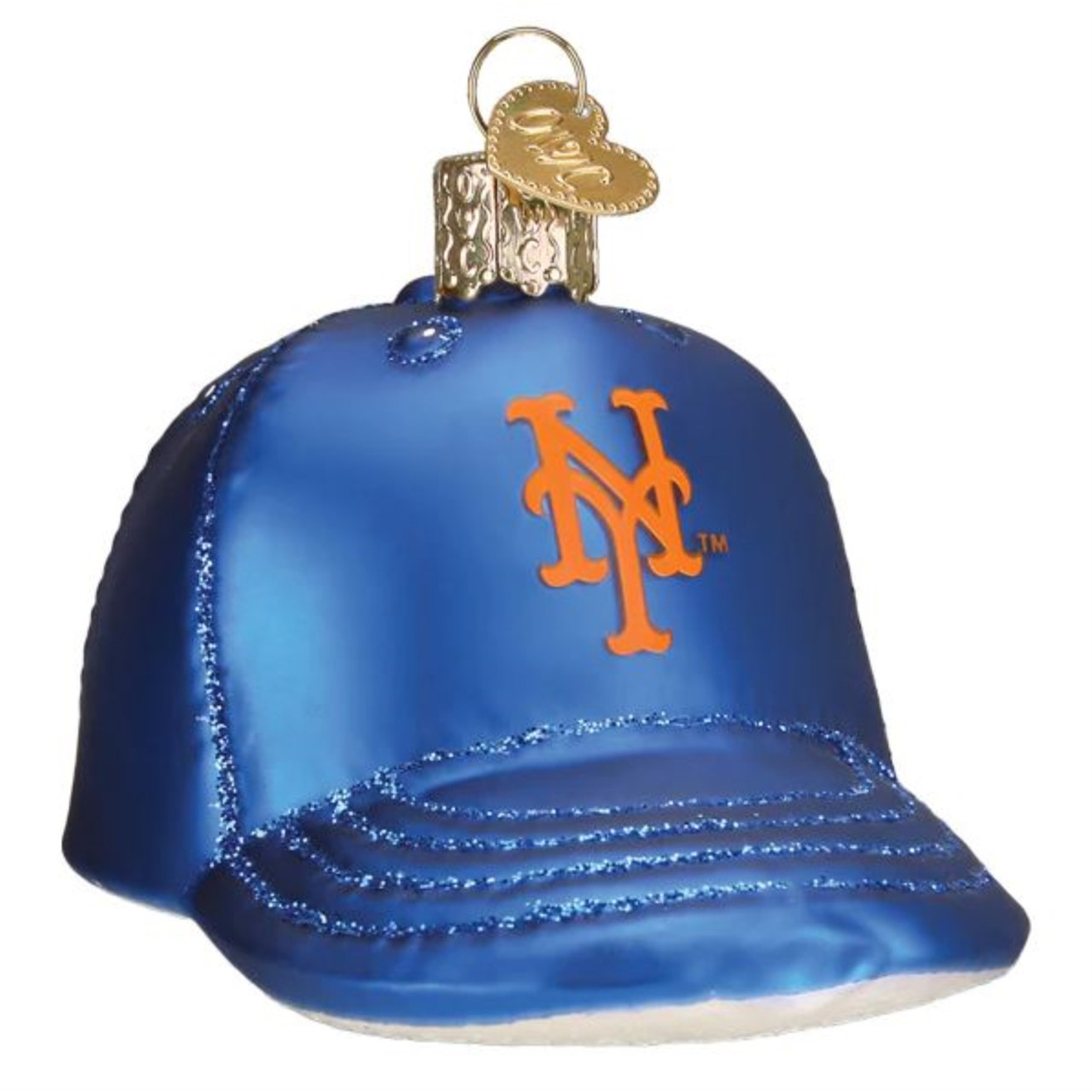 Old World Christmas Blown Glass Ornament for Christmas Tree, New York Mets Baseball Cap