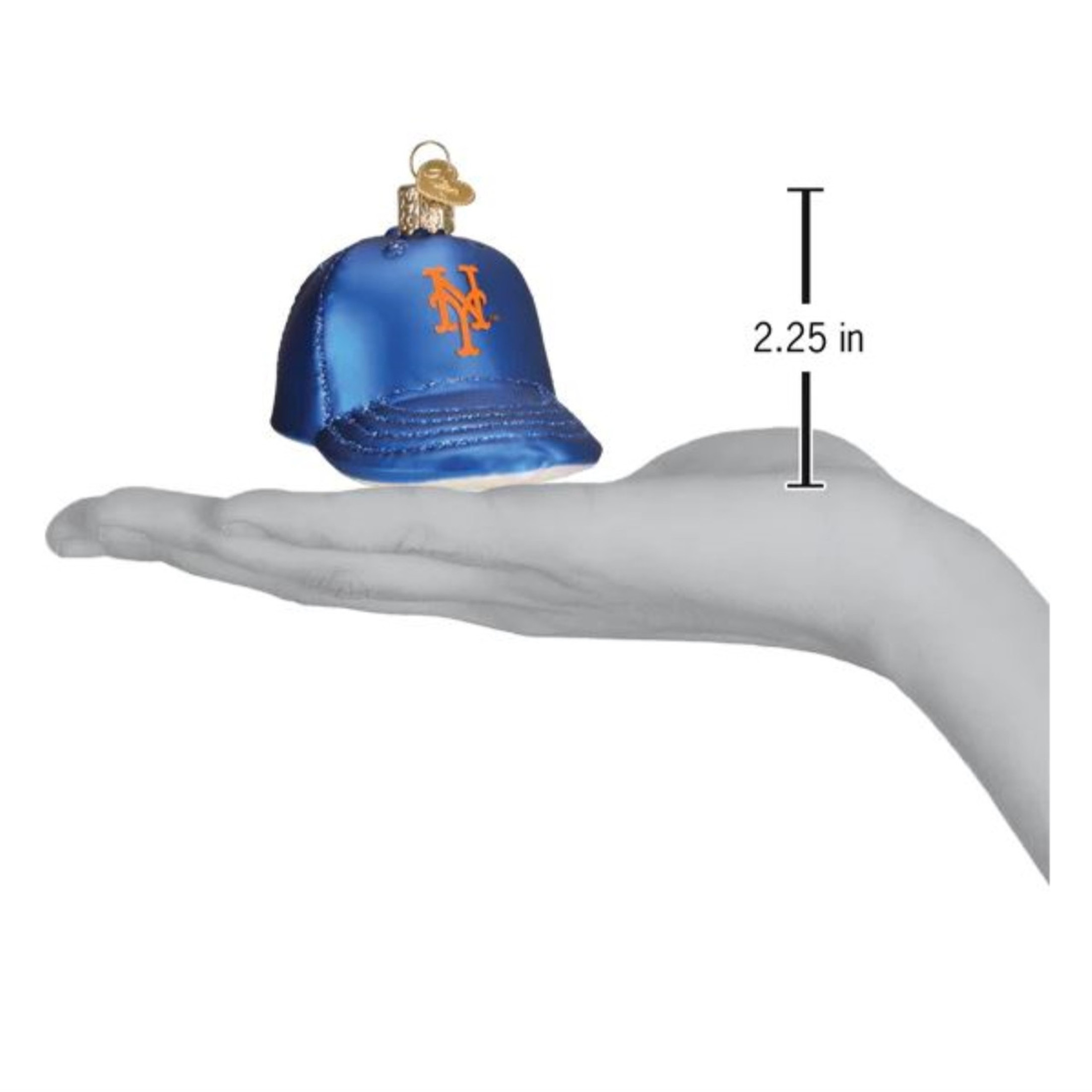 Old World Christmas Blown Glass Ornament for Christmas Tree, New York Mets Baseball Cap