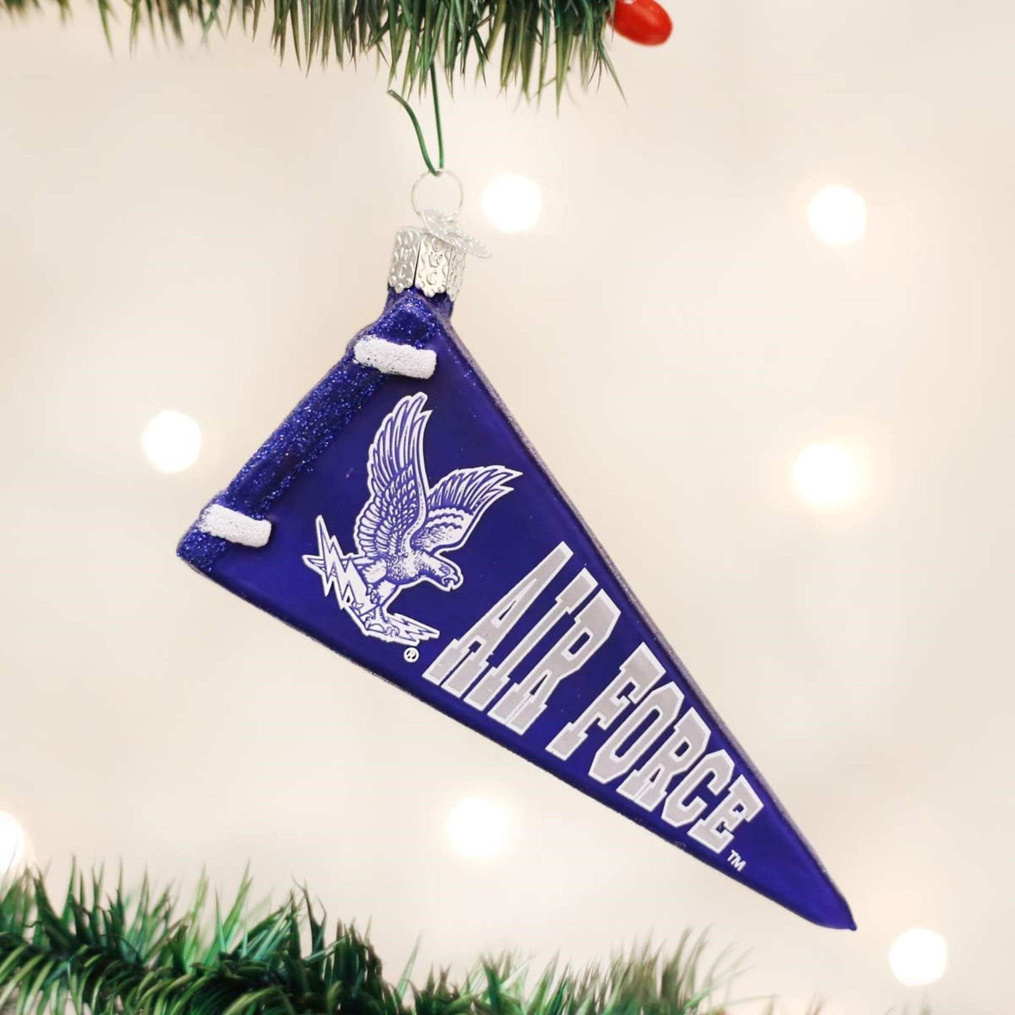 Old World Christmas Blown Glass Ornament for Christmas Tree, NCAA Air Force Falcons Pennant
