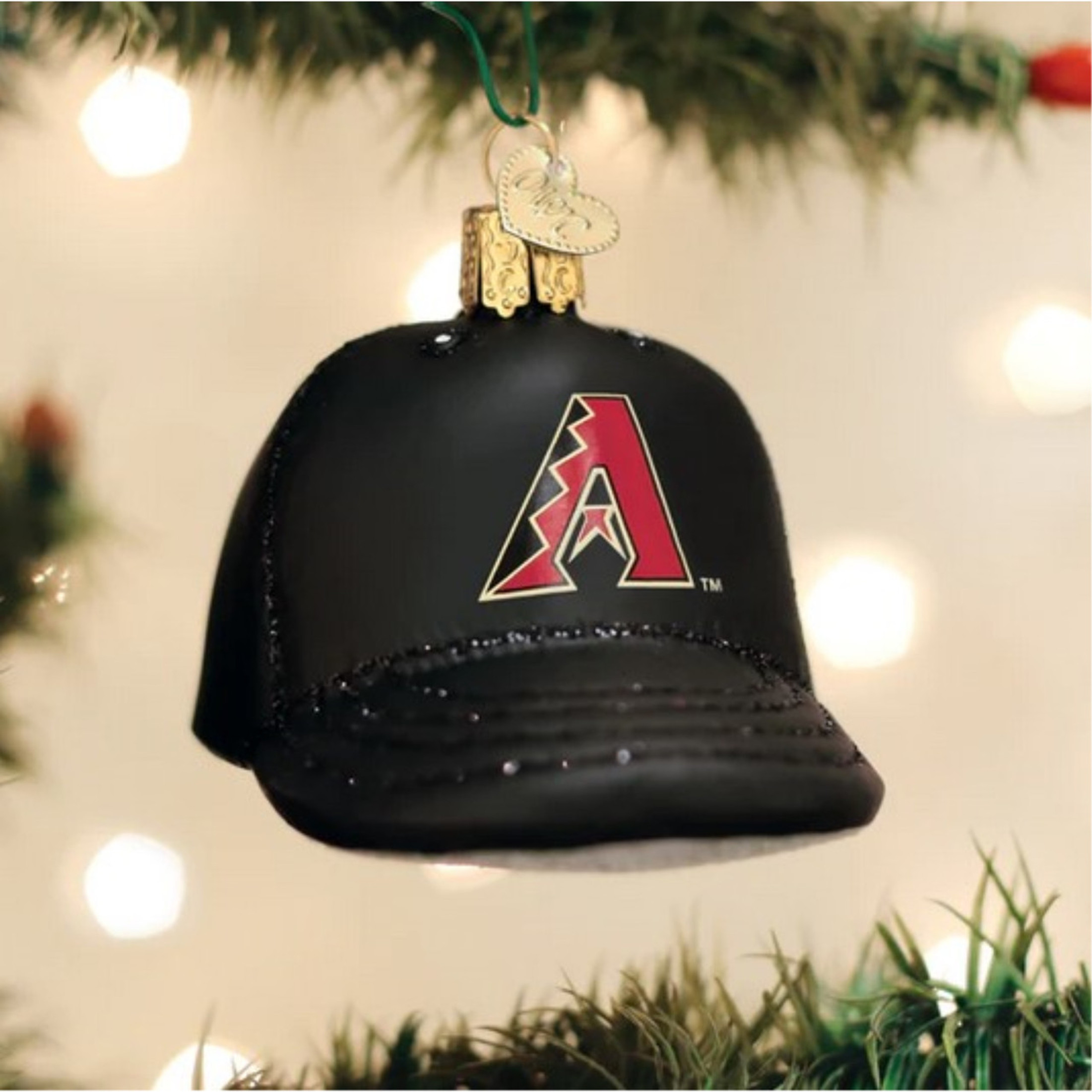 Old World Christmas Blown Glass Ornament for Christmas Tree, Arizona Diamondbacks Baseball Cap (with OWC Gift Box)