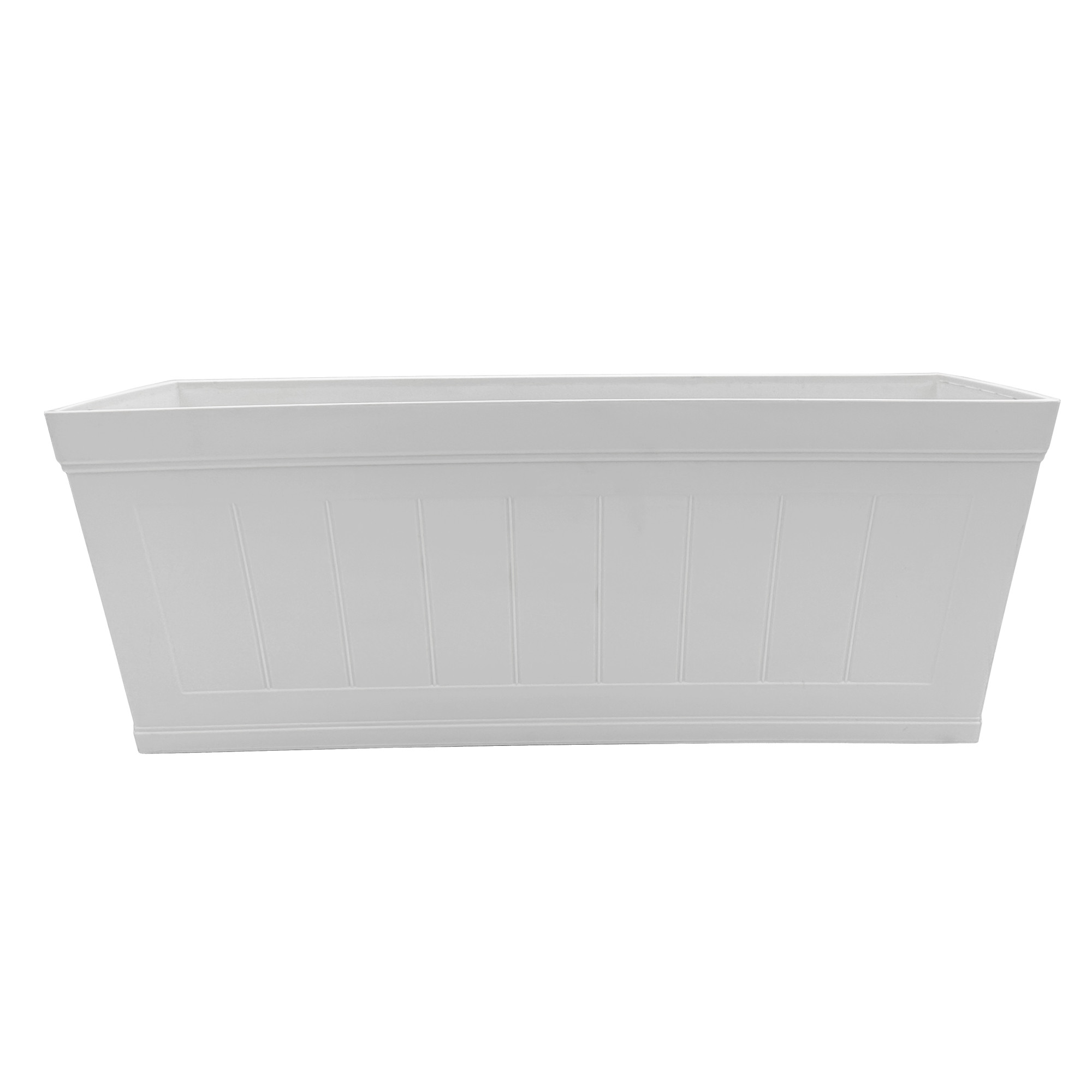 Classic Home and Garden Resin Falmouth Deck Rail Window Box Planter — Starlight White Beadboard, 24″