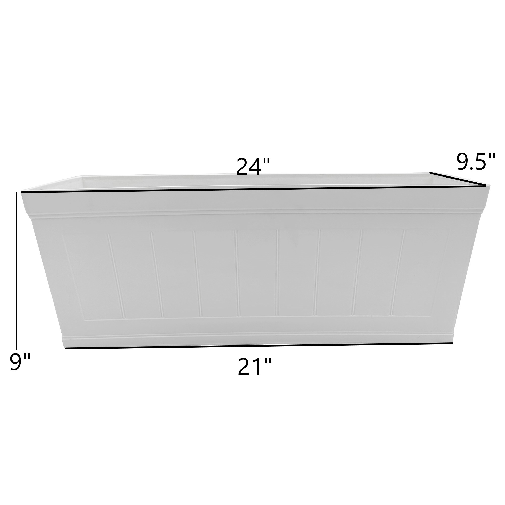 Classic Home and Garden Resin Falmouth Deck Rail Window Box Planter — Starlight White Beadboard, 24″