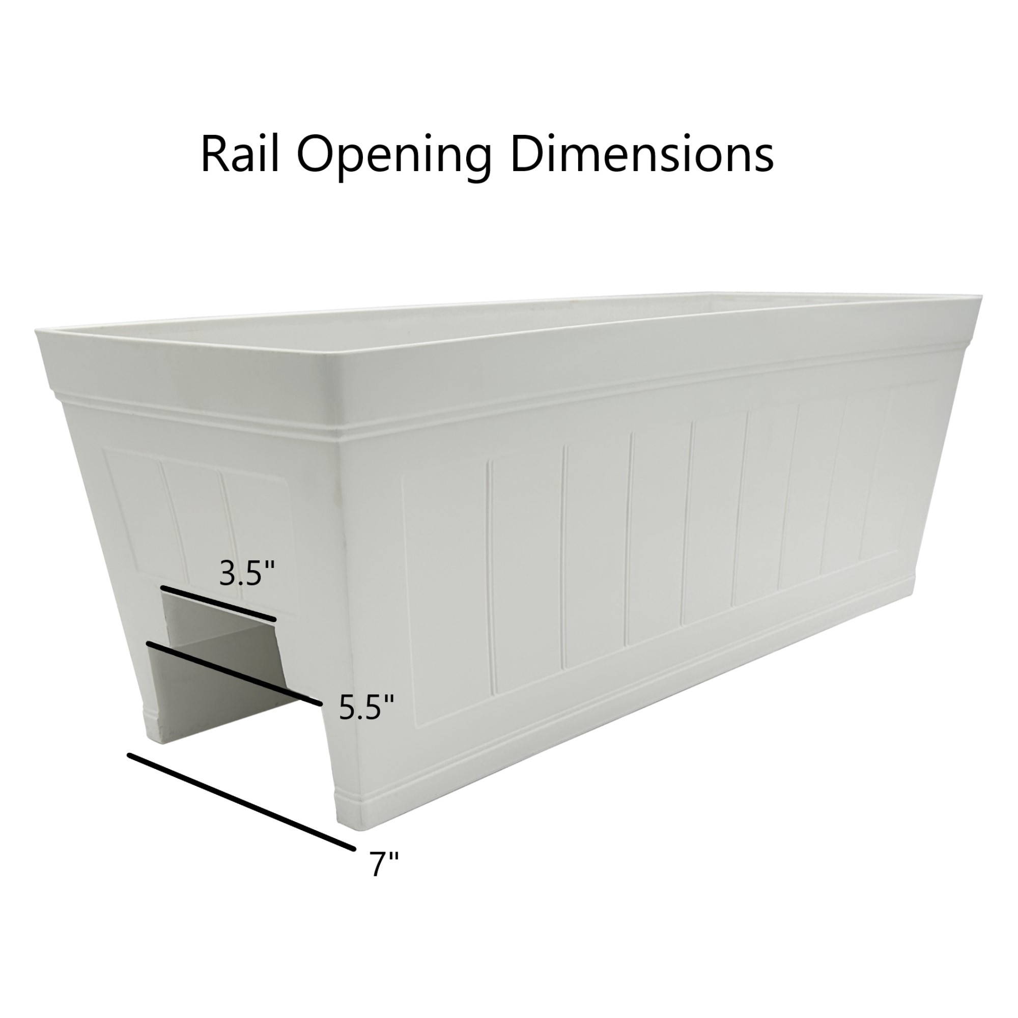 Classic Home and Garden Resin Falmouth Deck Rail Window Box Planter — Starlight White Beadboard, 24″