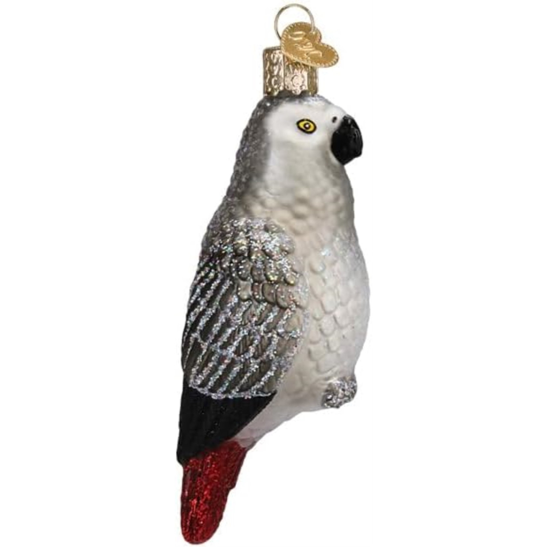 Old World Christmas Blown Glass Ornament for Christmas Tree, African Grey Parrot (with OWC Gift Box)