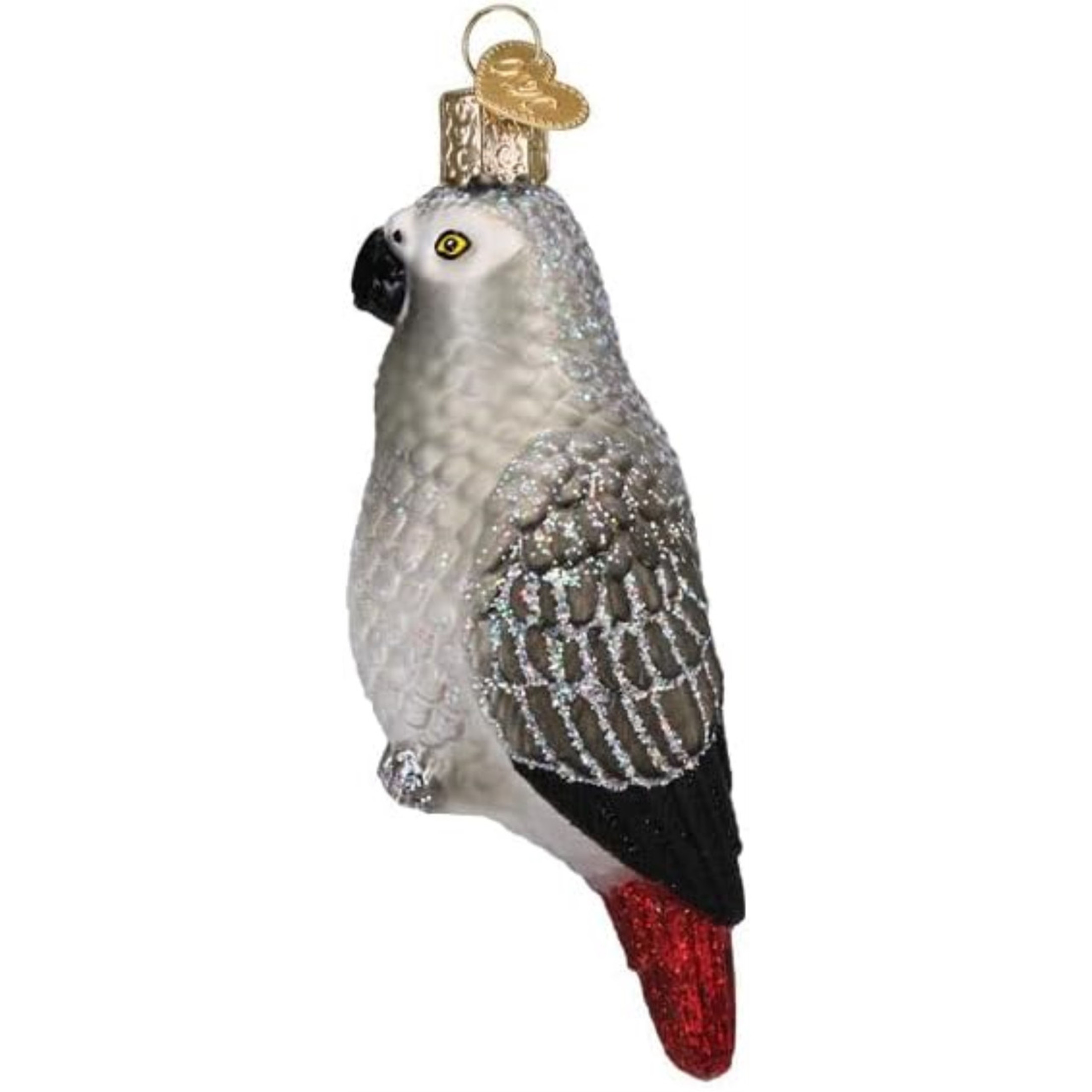 Old World Christmas Blown Glass Ornament for Christmas Tree, African Grey Parrot (with OWC Gift Box)