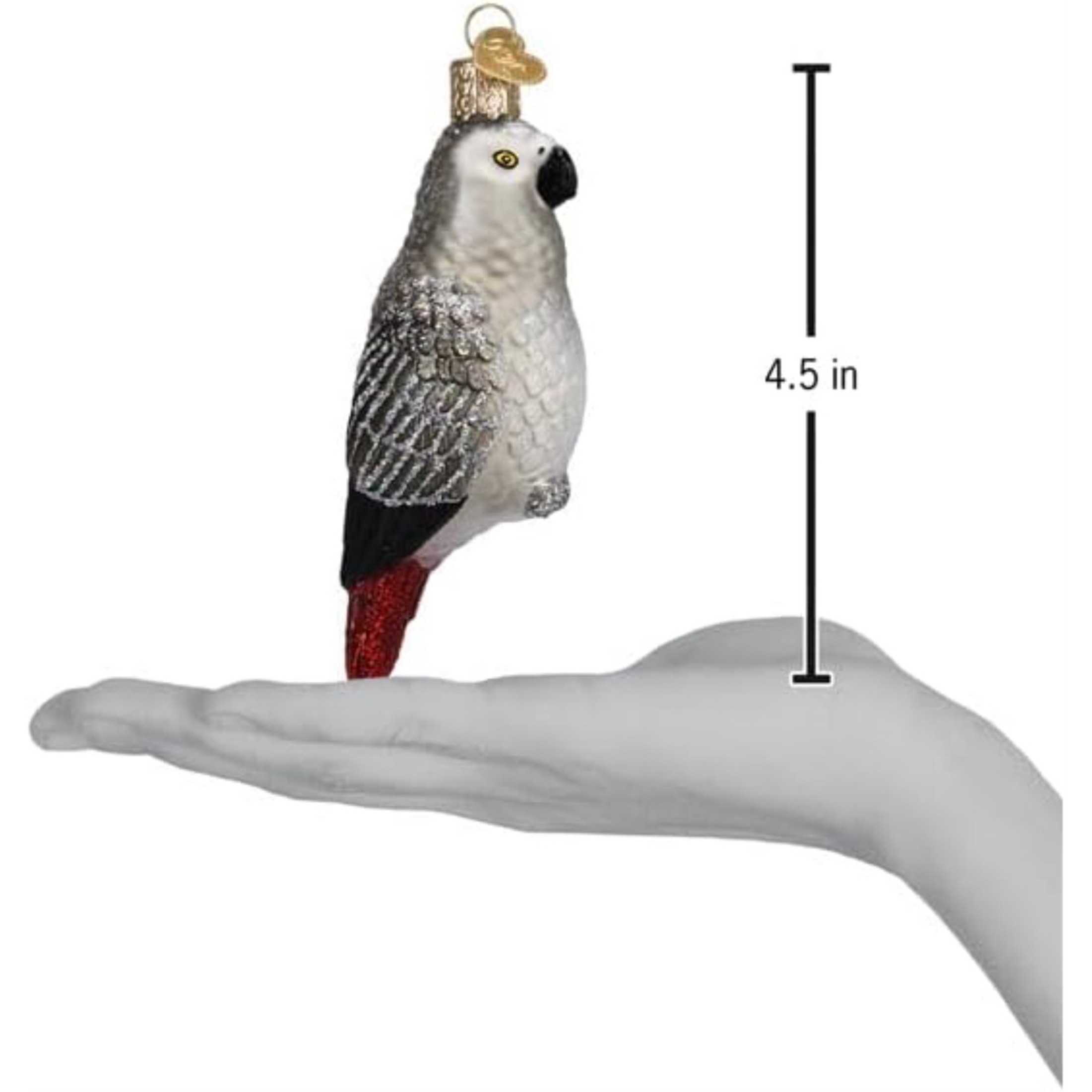 Old World Christmas Blown Glass Ornament for Christmas Tree, African Grey Parrot (with OWC Gift Box)