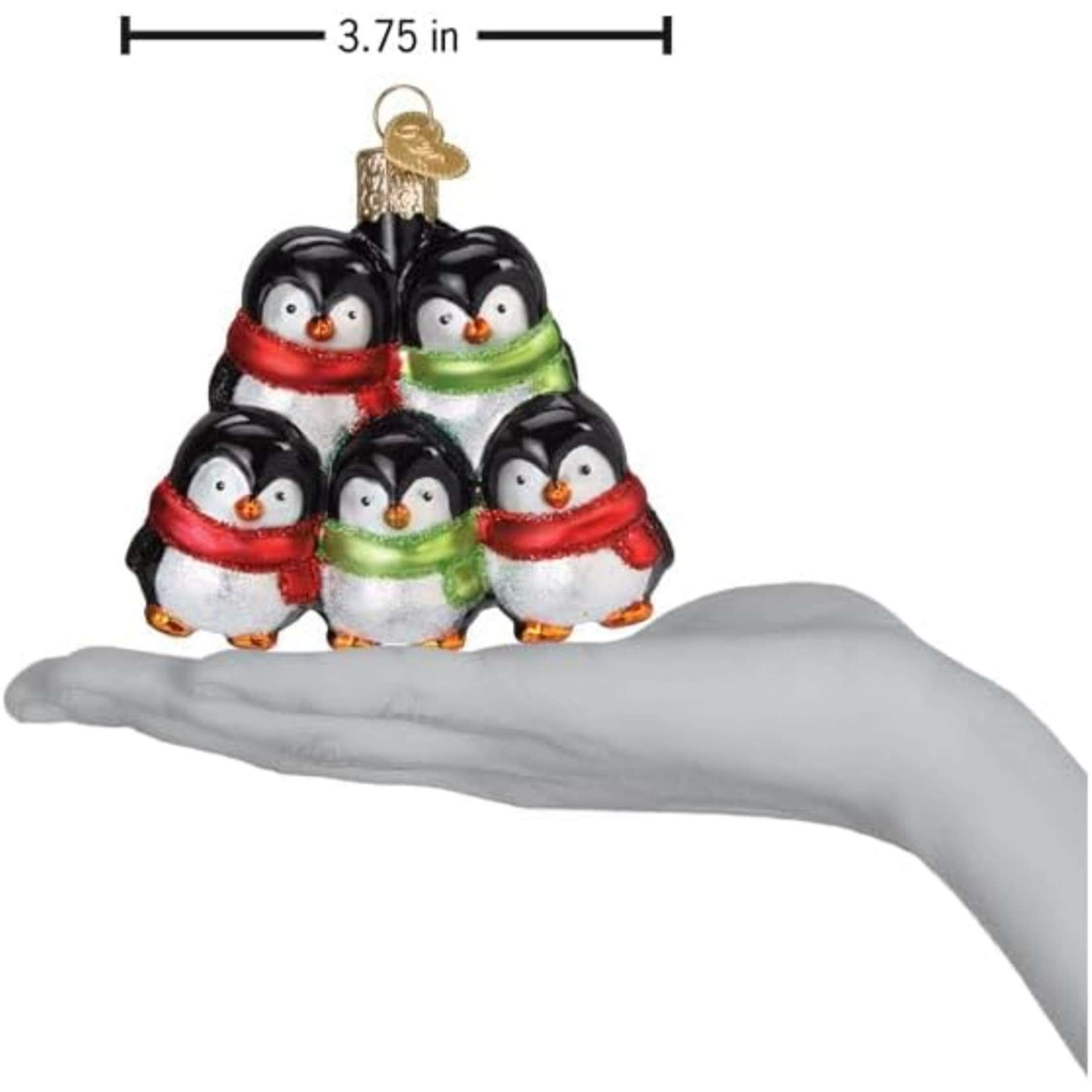 Old World Christmas Blown Glass Ornament for Christmas Tree, Penguin Family Of 5 (with OWC Gift Box)