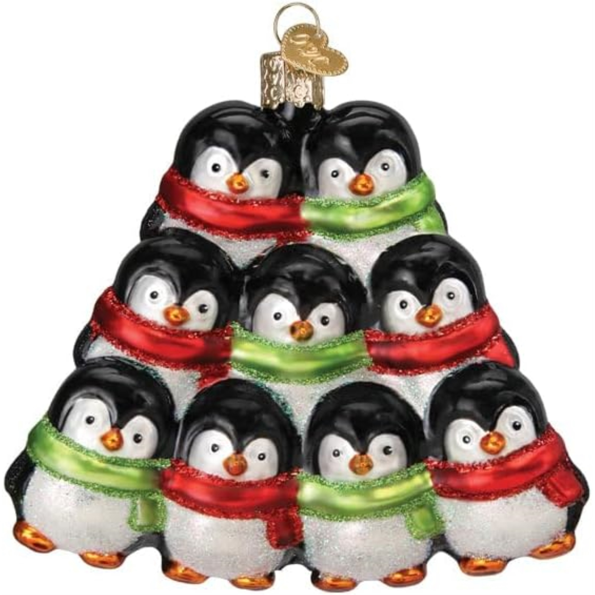 Old World Christmas Blown Glass Ornament for Christmas Tree, Penguin Family Of 9