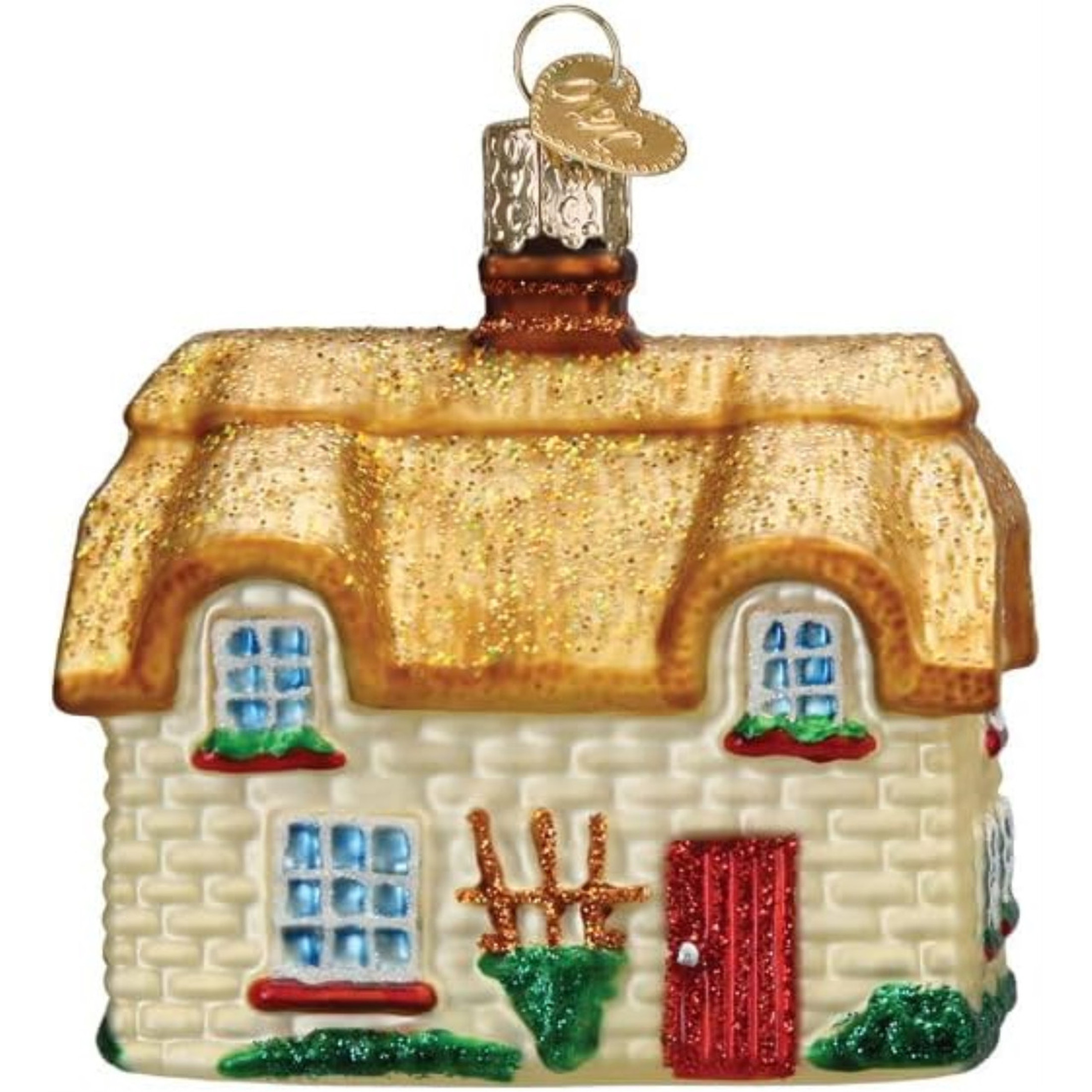 Old World Christmas Blown Glass Ornament for Christmas Tree, English Cottage (with OWC Gift Box)