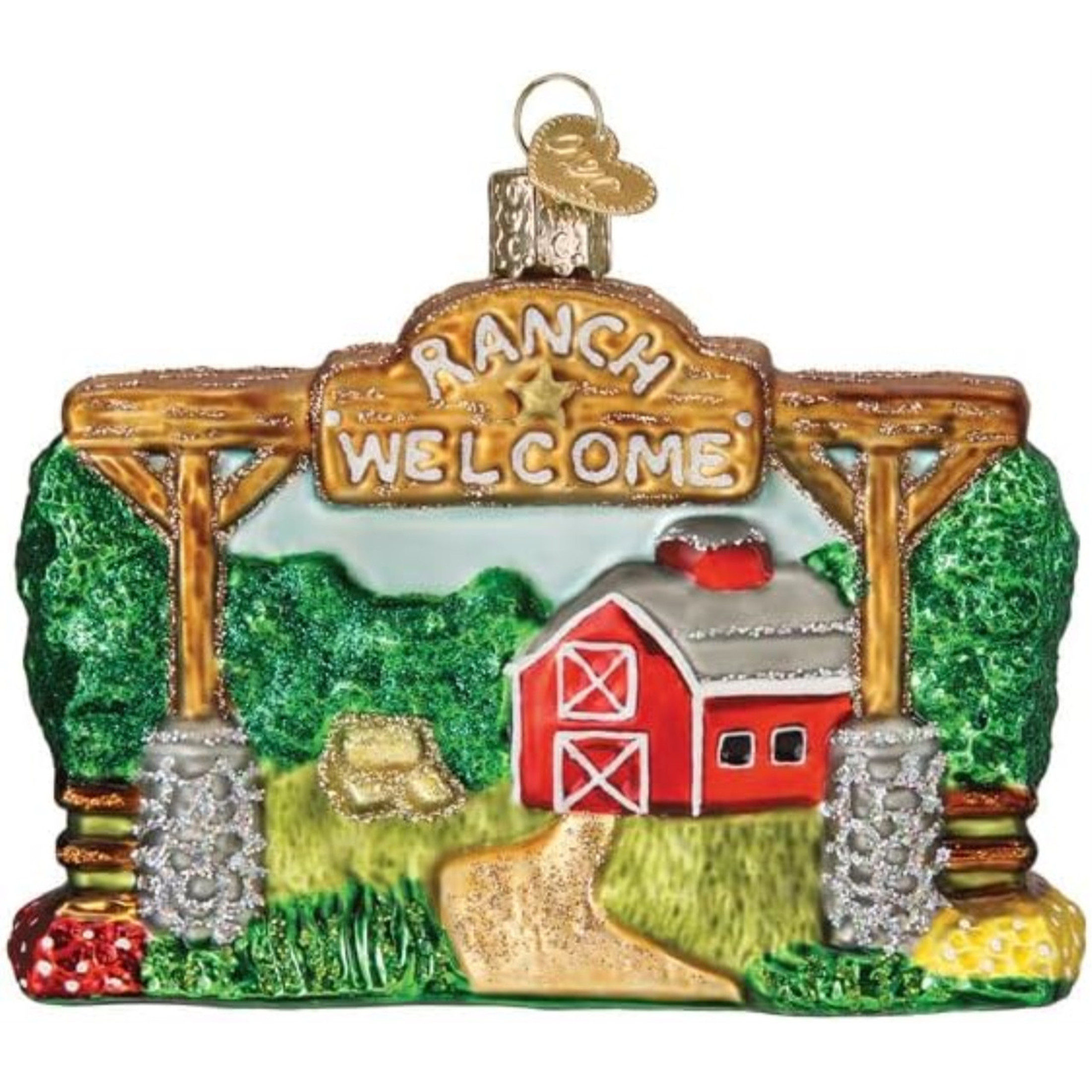 Old World Christmas Blown Glass Ornament for Christmas Tree, Our Ranch (with OWC Gift Box)