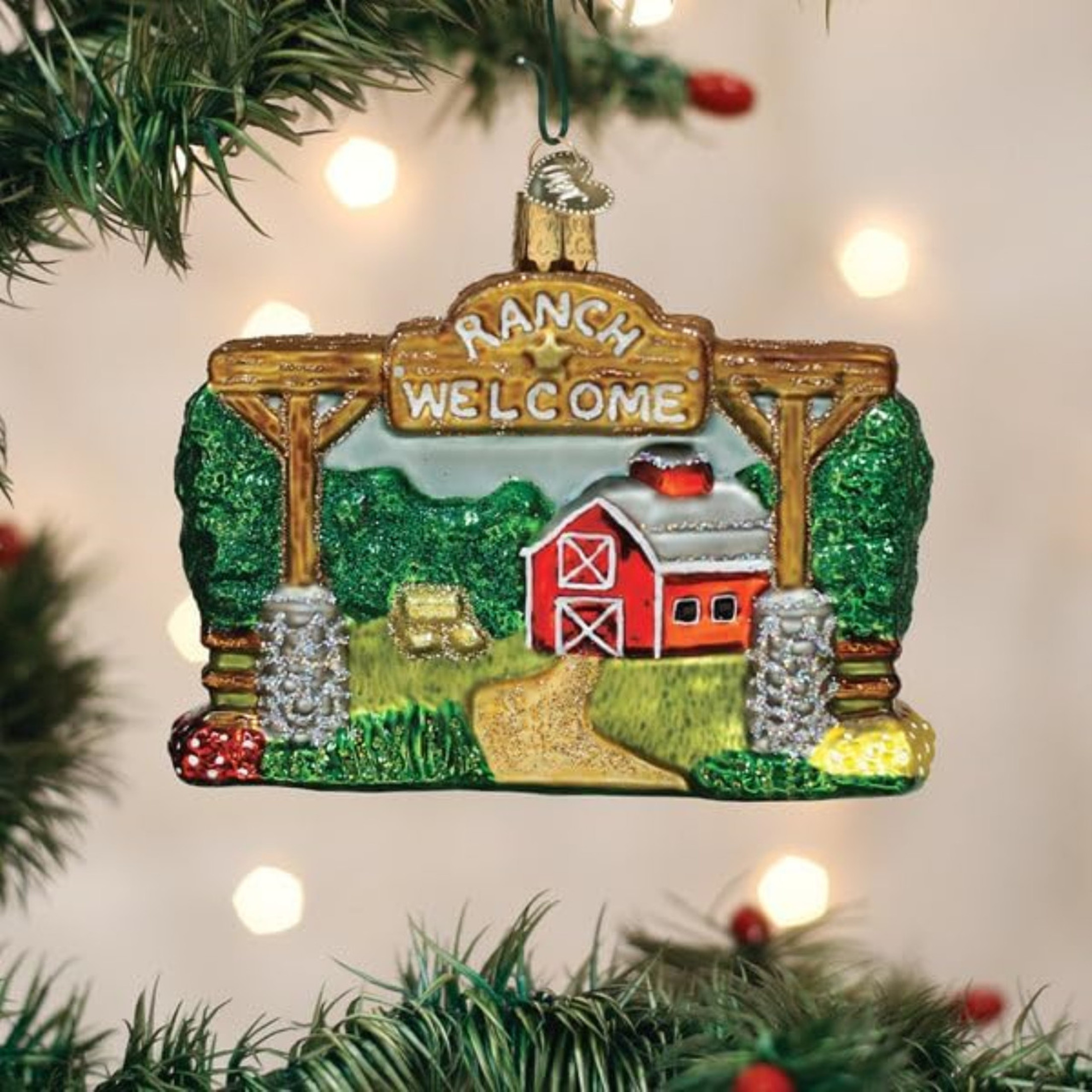 Old World Christmas Blown Glass Ornament for Christmas Tree, Our Ranch (with OWC Gift Box)