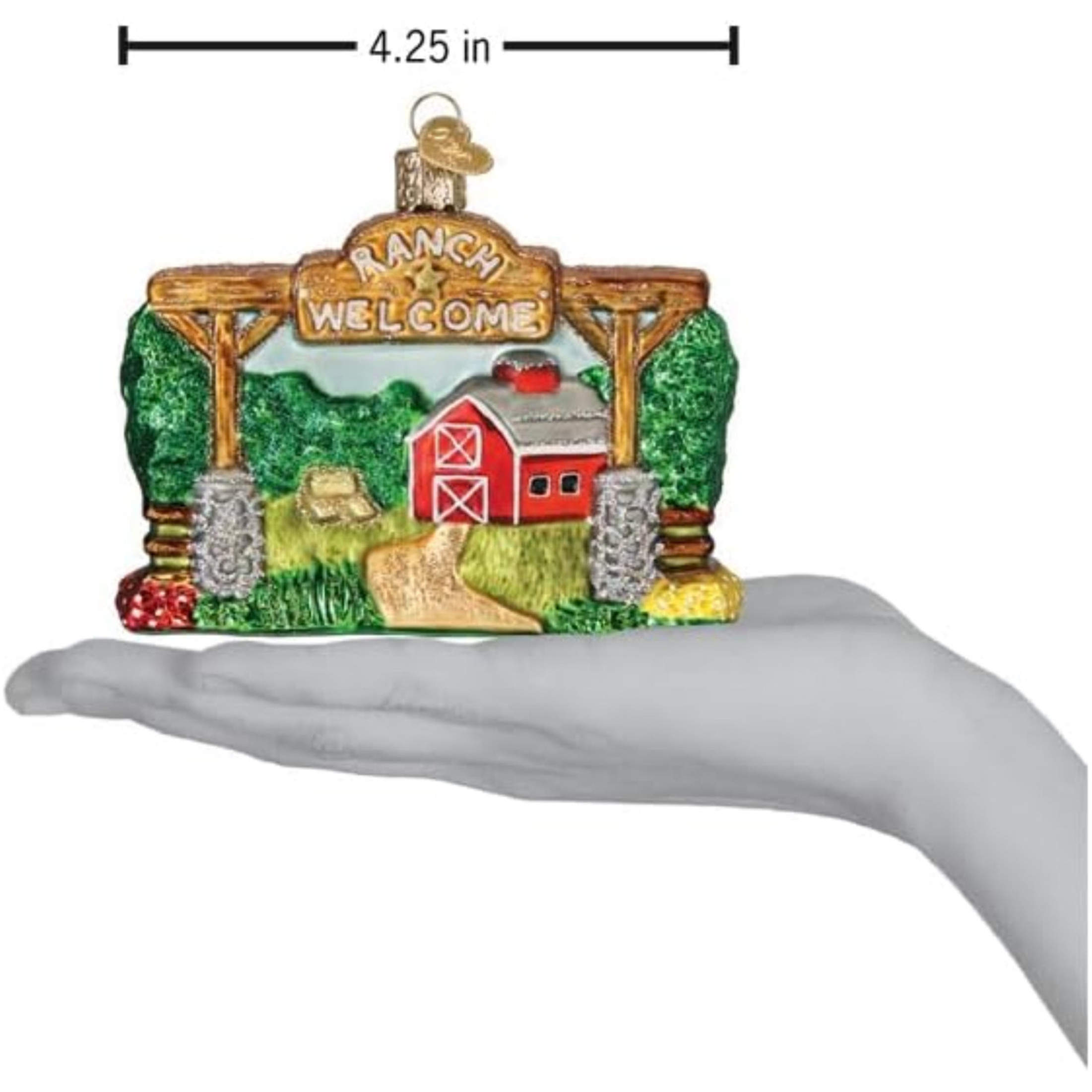 Old World Christmas Blown Glass Ornament for Christmas Tree, Our Ranch (with OWC Gift Box)