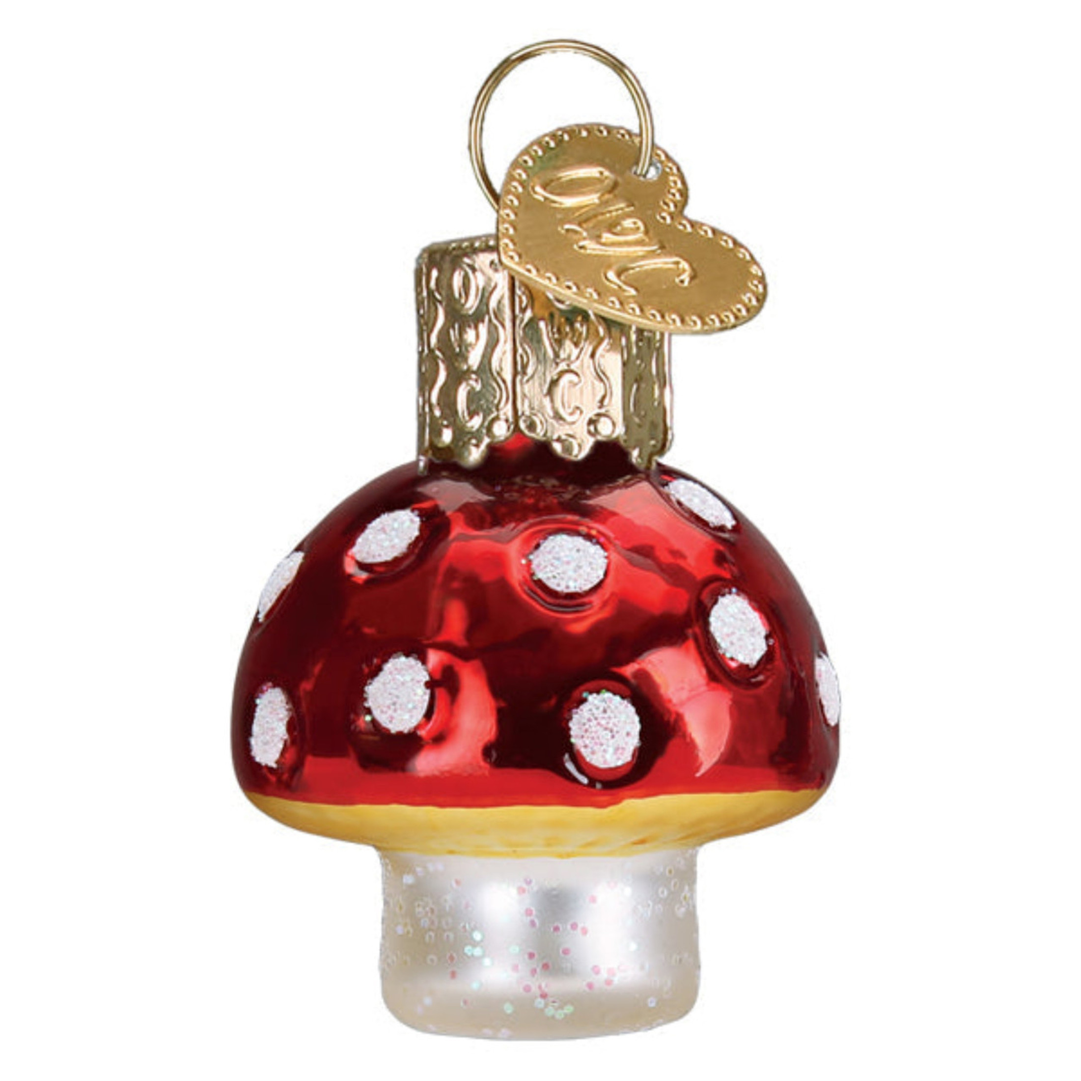 Old World Christmas Blown Glass Ornament for Christmas Tree, Mini Lucky Mushroom (with OWC Gift Box)