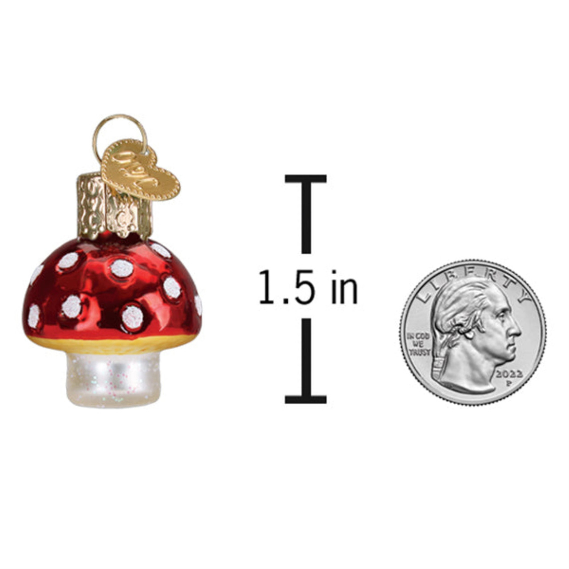 Old World Christmas Blown Glass Ornament for Christmas Tree, Mini Lucky Mushroom (with OWC Gift Box)