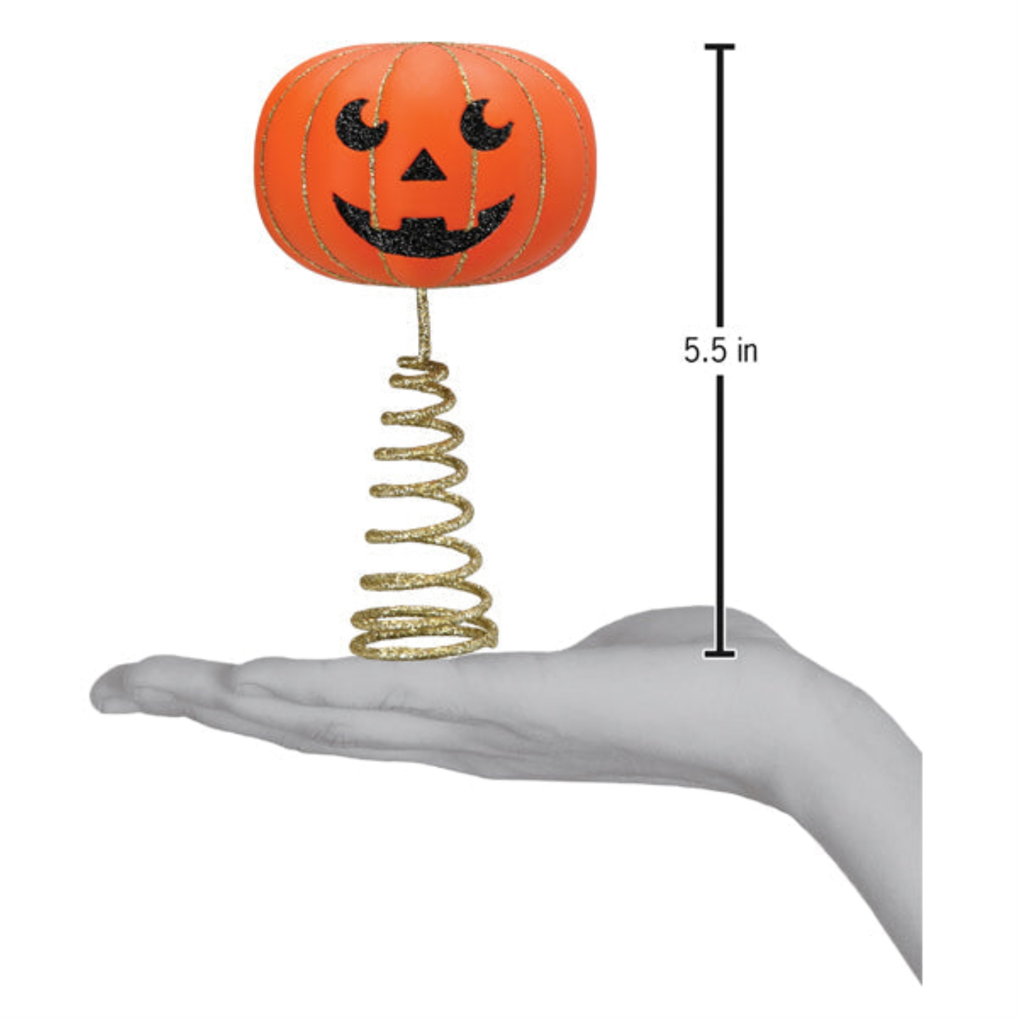 Old World Christmas Tree Topper for Halloween, Mini Pumpkin Head, 5.5"