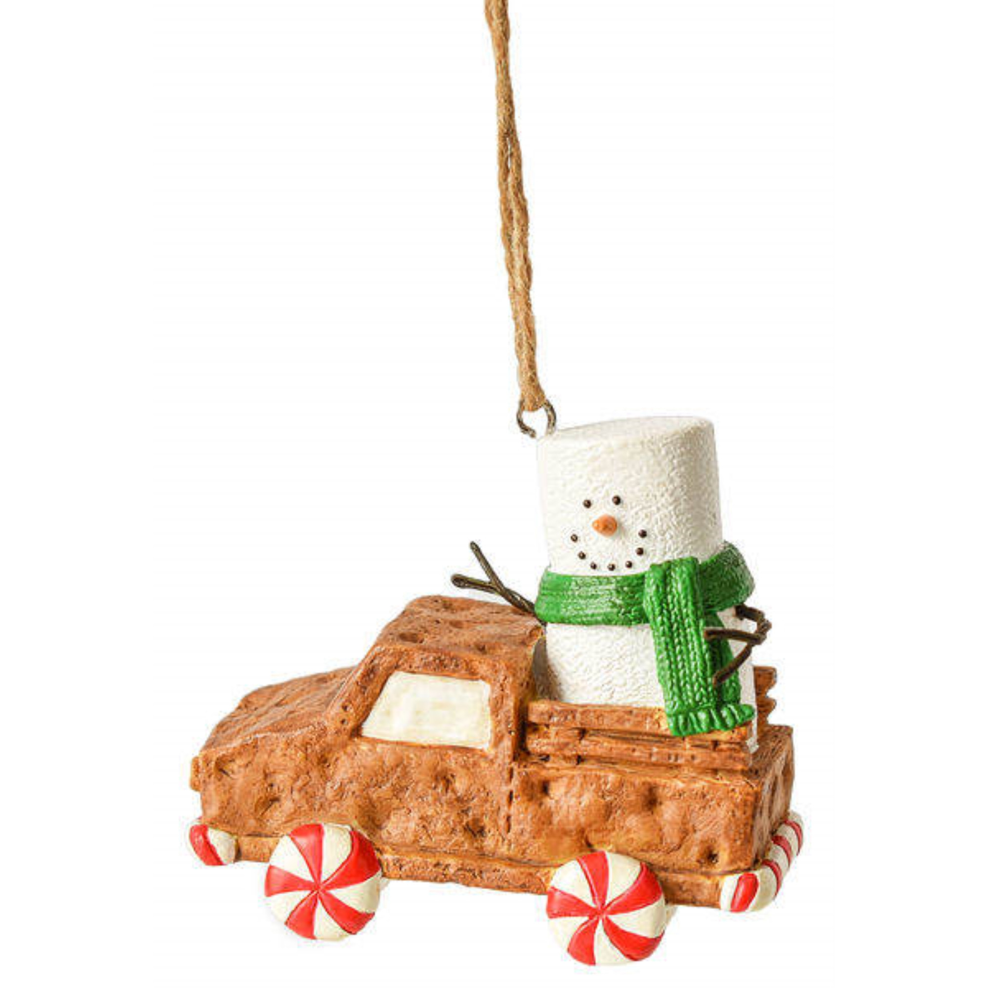 Ganz Resin Christmas Ornament, S’mores Snowman Graham Cracker Truck, 3.3in