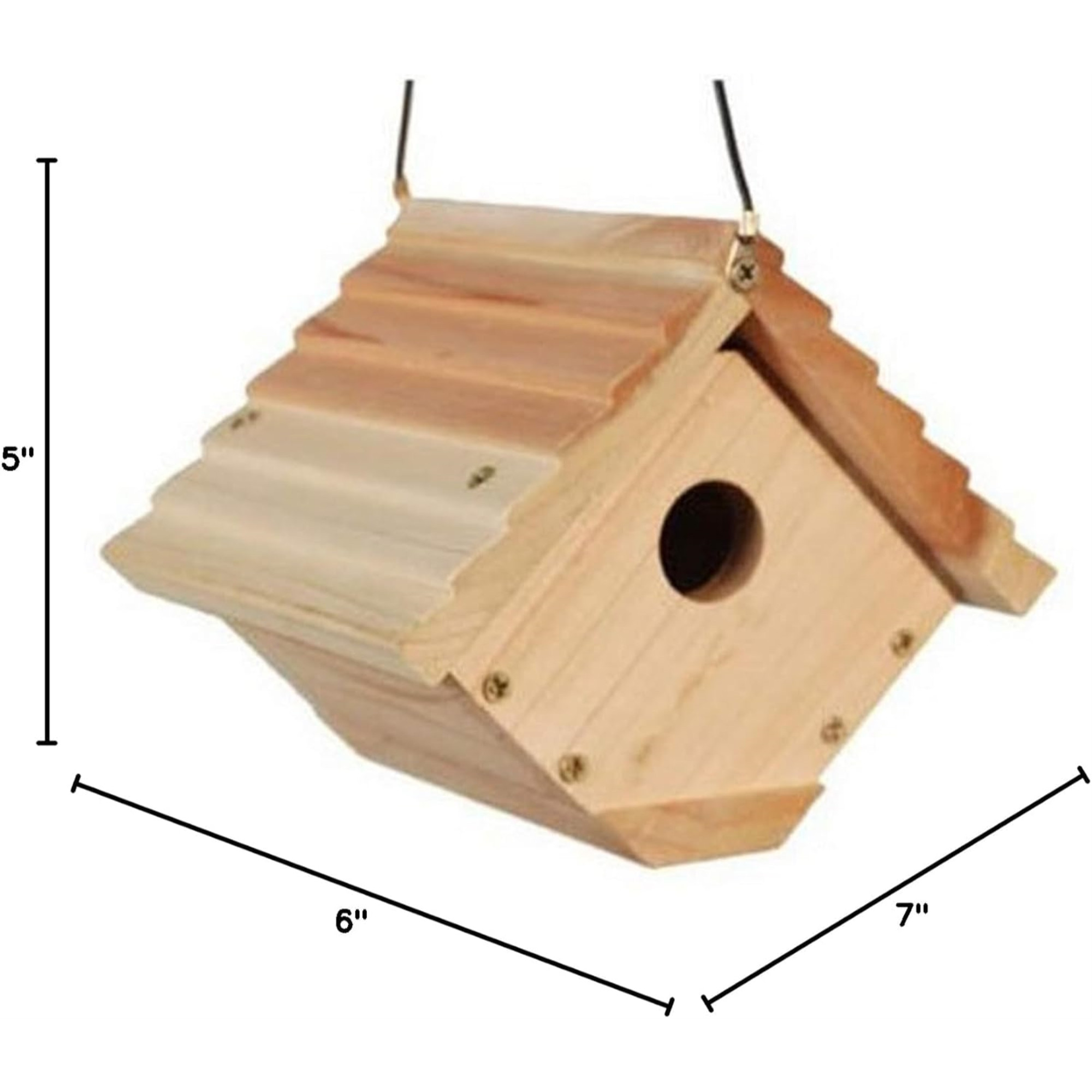 Woodlink Traditional Wren Outdoor Wooden Wild Bird House, 7.5in