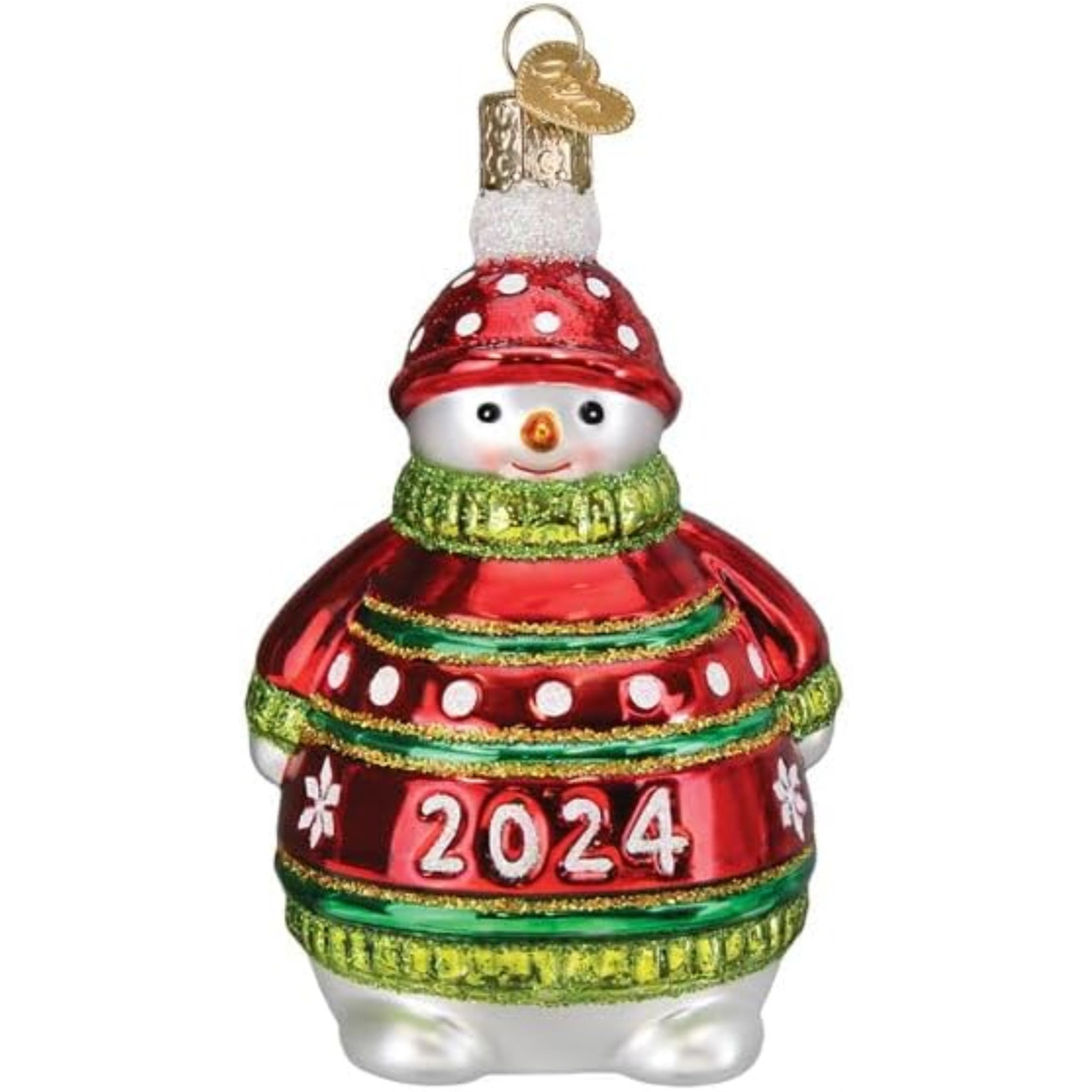 Old World Christmas Blown Glass Ornament for Christmas Tree, 2024 Snowman (with OWC Gift Box)
