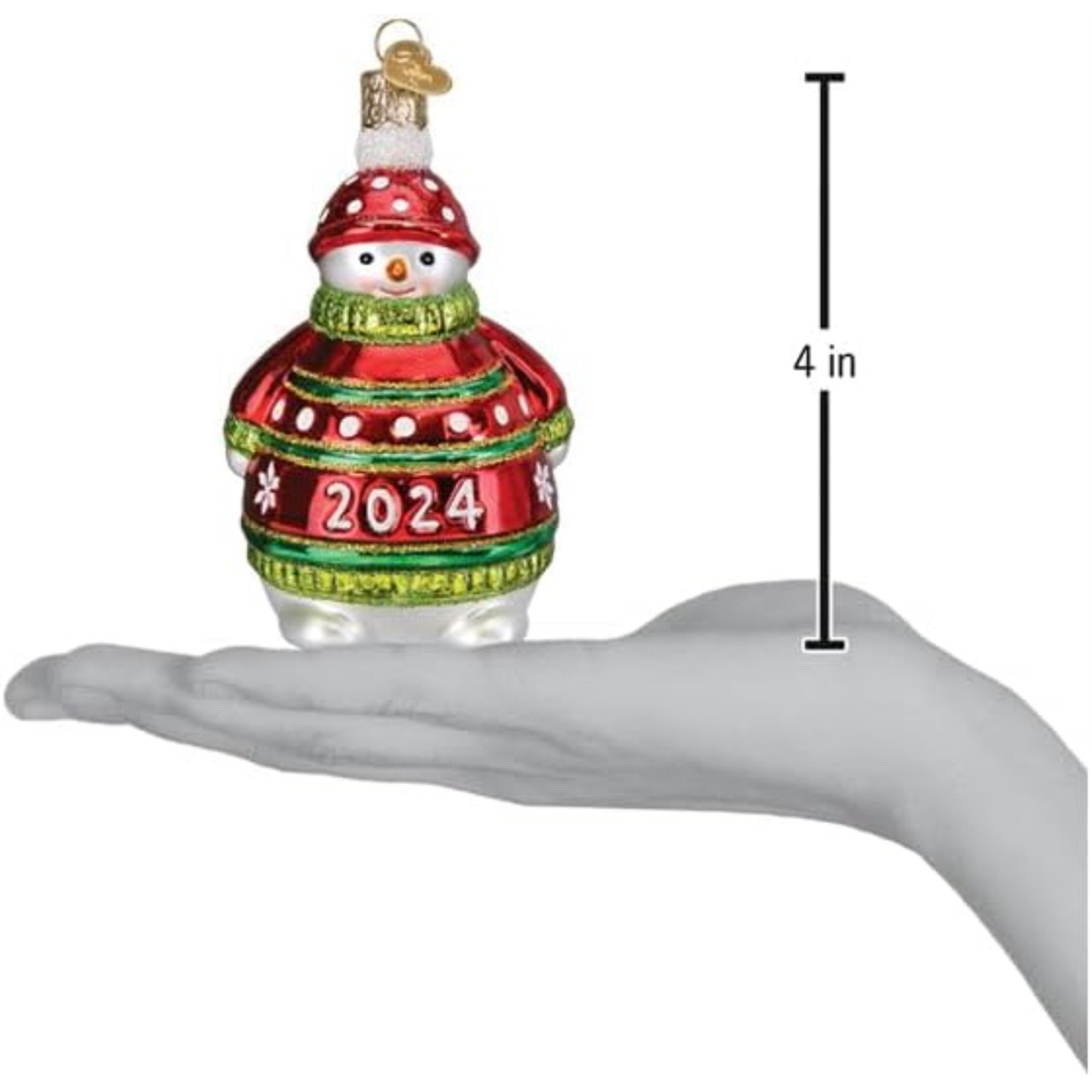 Old World Christmas Blown Glass Ornament for Christmas Tree, 2024 Snowman (with OWC Gift Box)