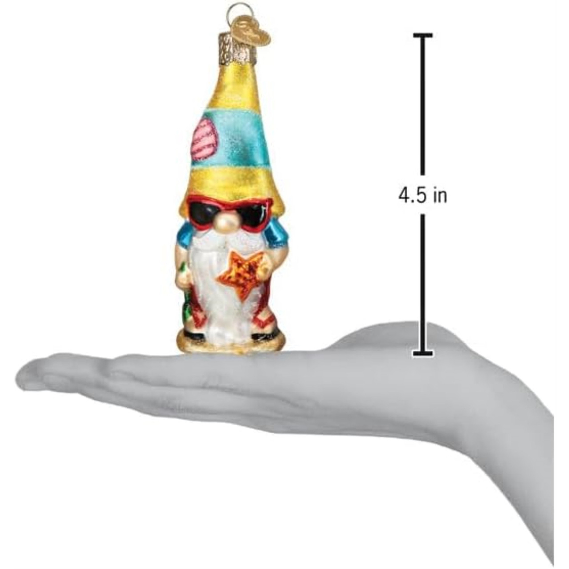 Old World Christmas Blown Glass Ornament for Christmas Tree, Seaside Gnome (with OWC Gift Box)