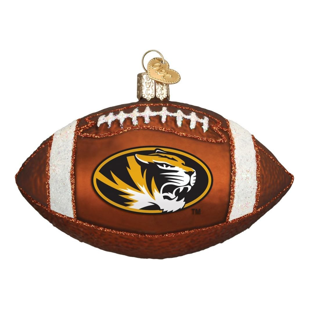 Old World Christmas Blown Glass Ornament for Christmas Tree, University of Missouri Football (with OWC Gift Box)