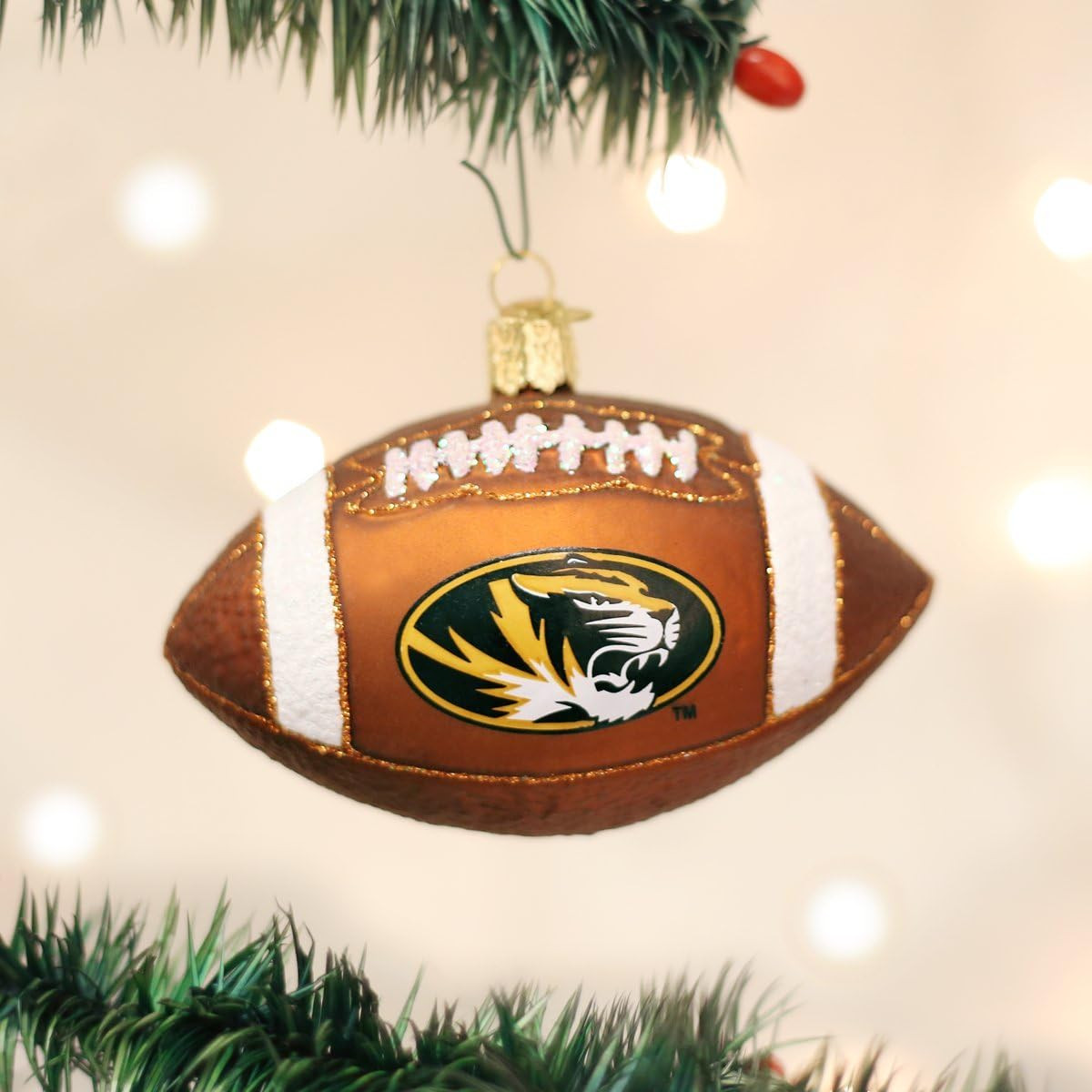Old World Christmas Blown Glass Ornament for Christmas Tree, University of Missouri Football (with OWC Gift Box)