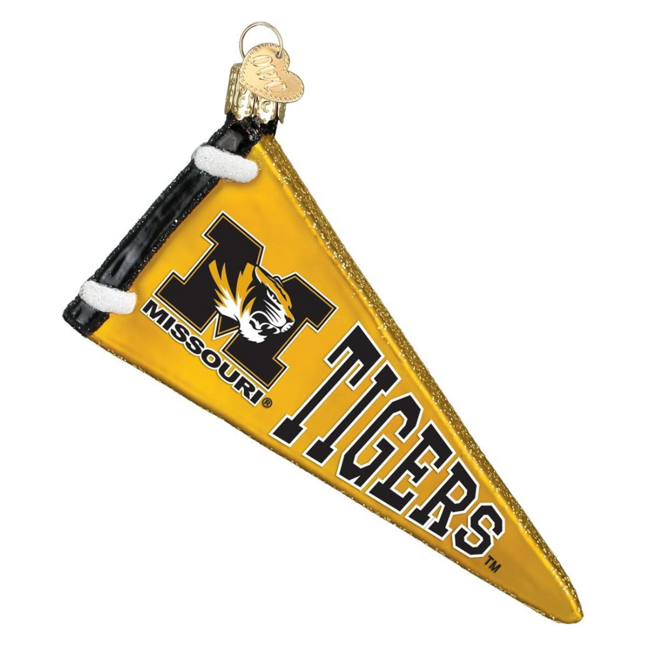 Old World Christmas Blown Glass Ornament for Christmas Tree, University of Missouri Pennant (with OWC Gift Box)