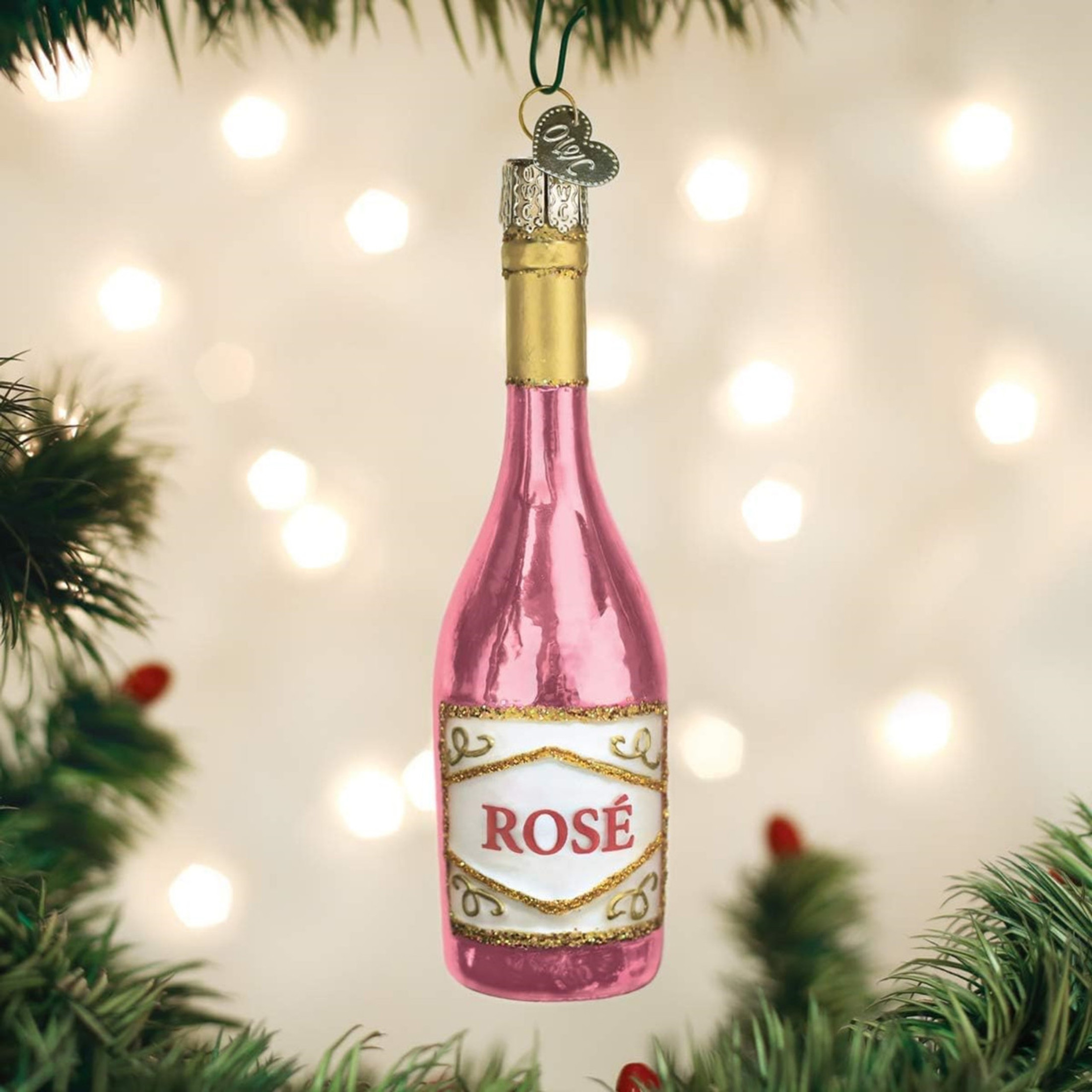 Old World Christmas Blown Glass Ornament for Christmas Tree, Rose Wine (with OWC Gift Box)