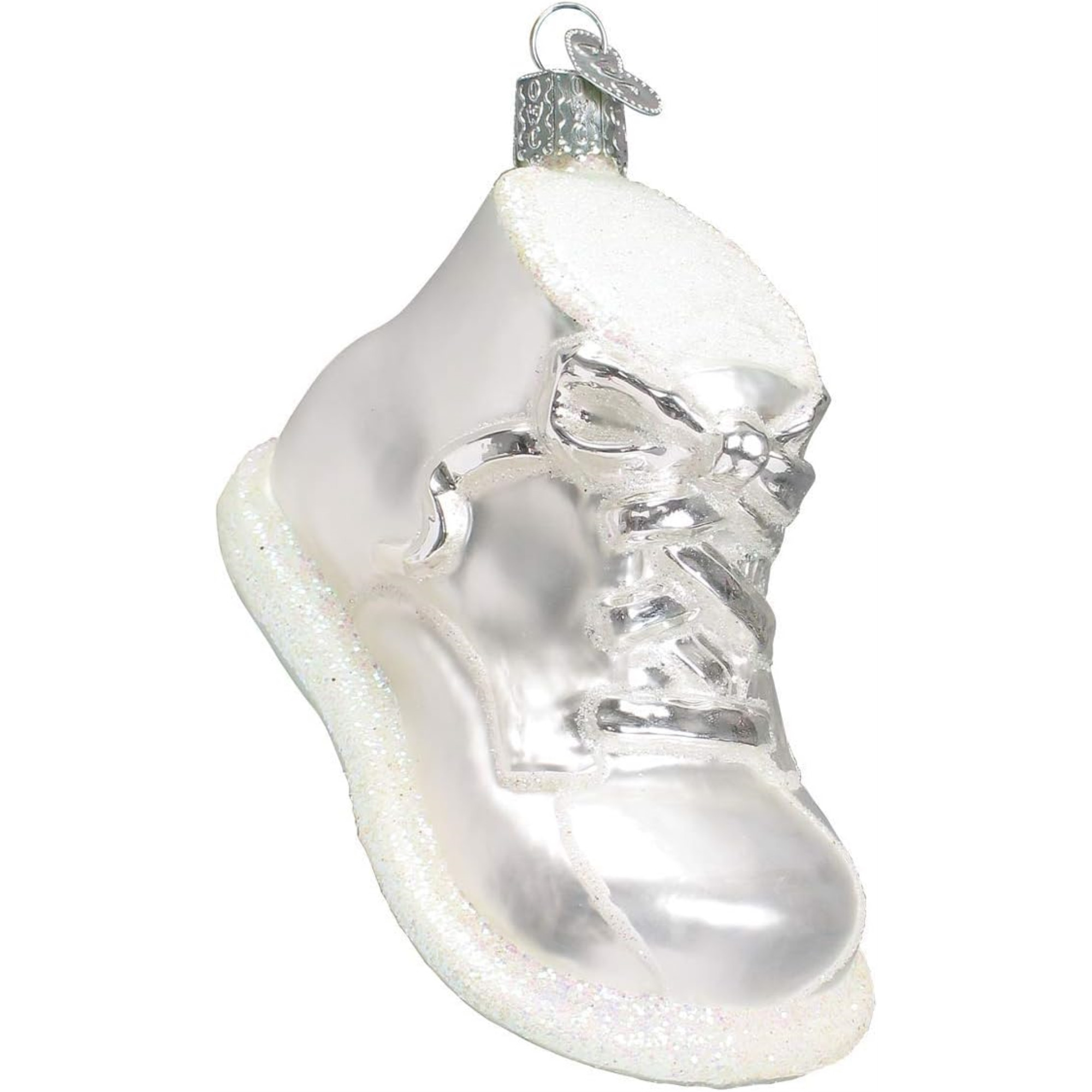 Old World Christmas Blown Glass Ornament for Christmas Tree, White Baby Shoe