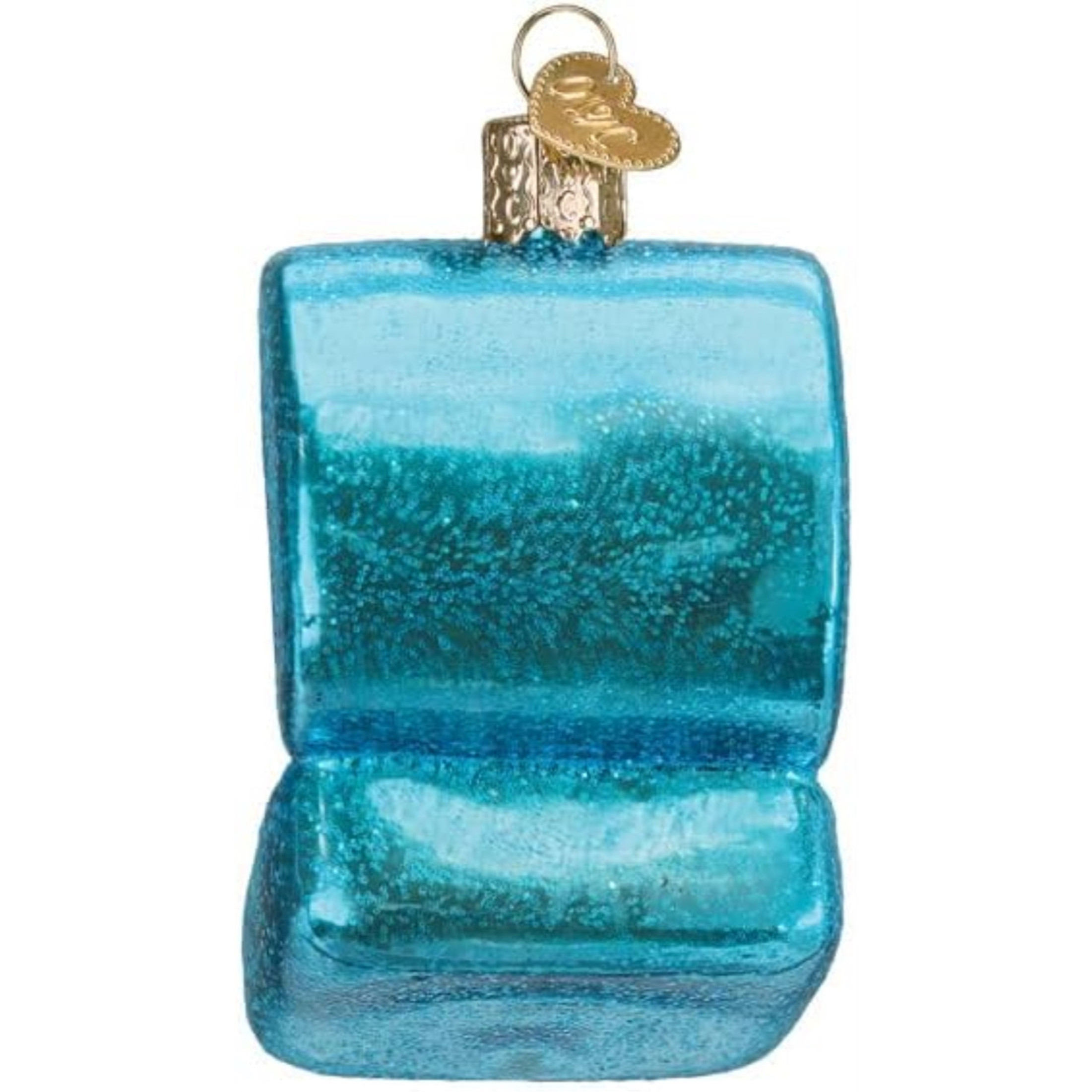 Old World Christmas Blown Glass Ornament for Christmas Tree, Something Blue Ring Box (with OWC Gift Box)