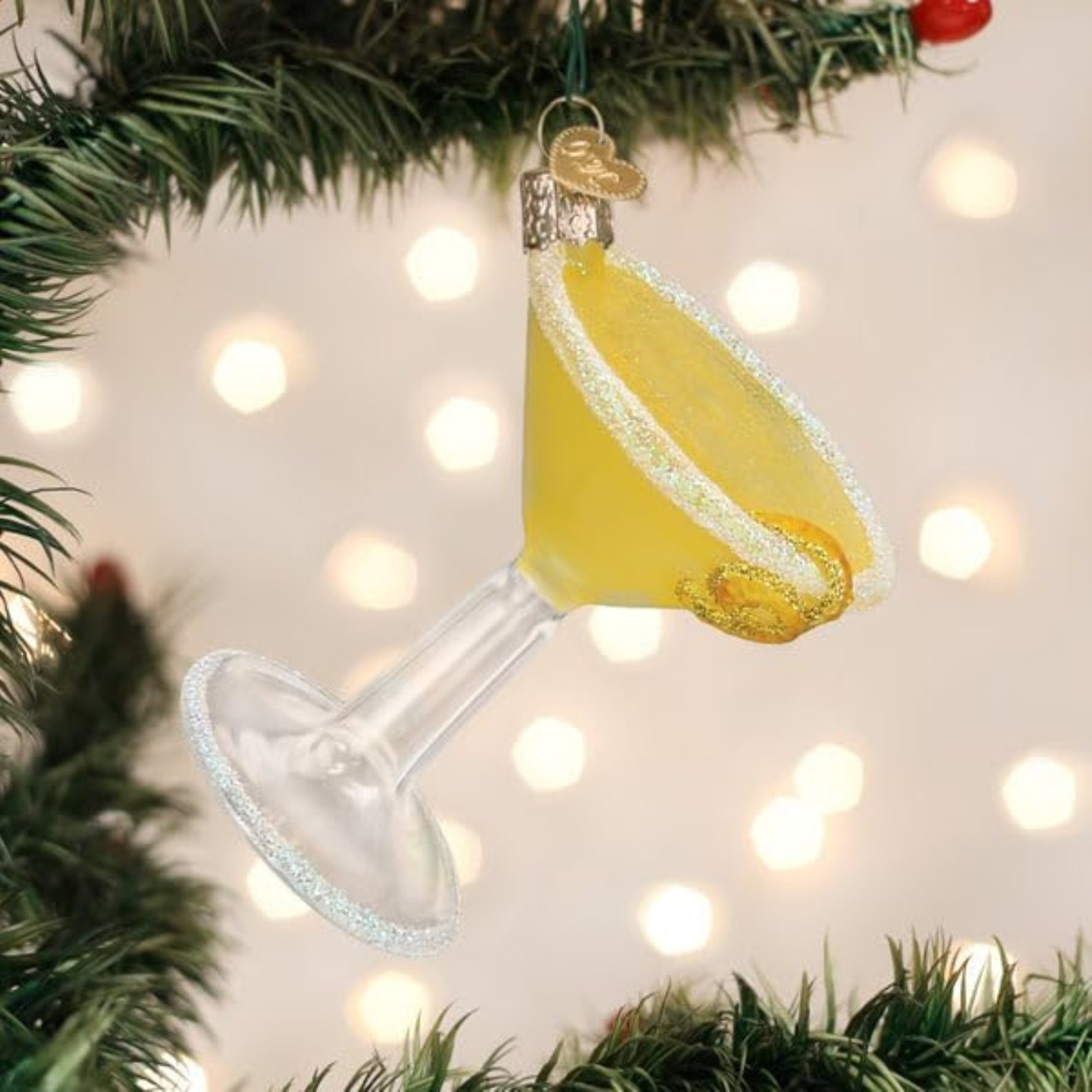 Old World Christmas Blown Glass Ornament for Christmas Tree, Lemon Drop Martini (with OWC Gift Box)