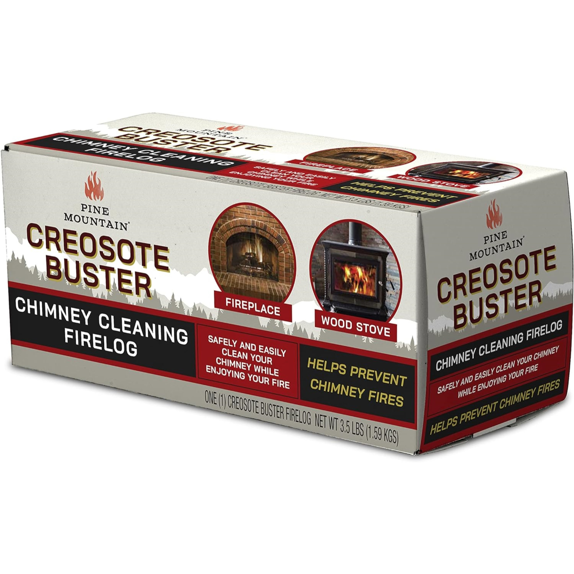 Pine Mountain Creosote Buster Chimney Cleaning Firelog, Helps to Prevent Chimney Fires, 3.5lb (Pack of 1)