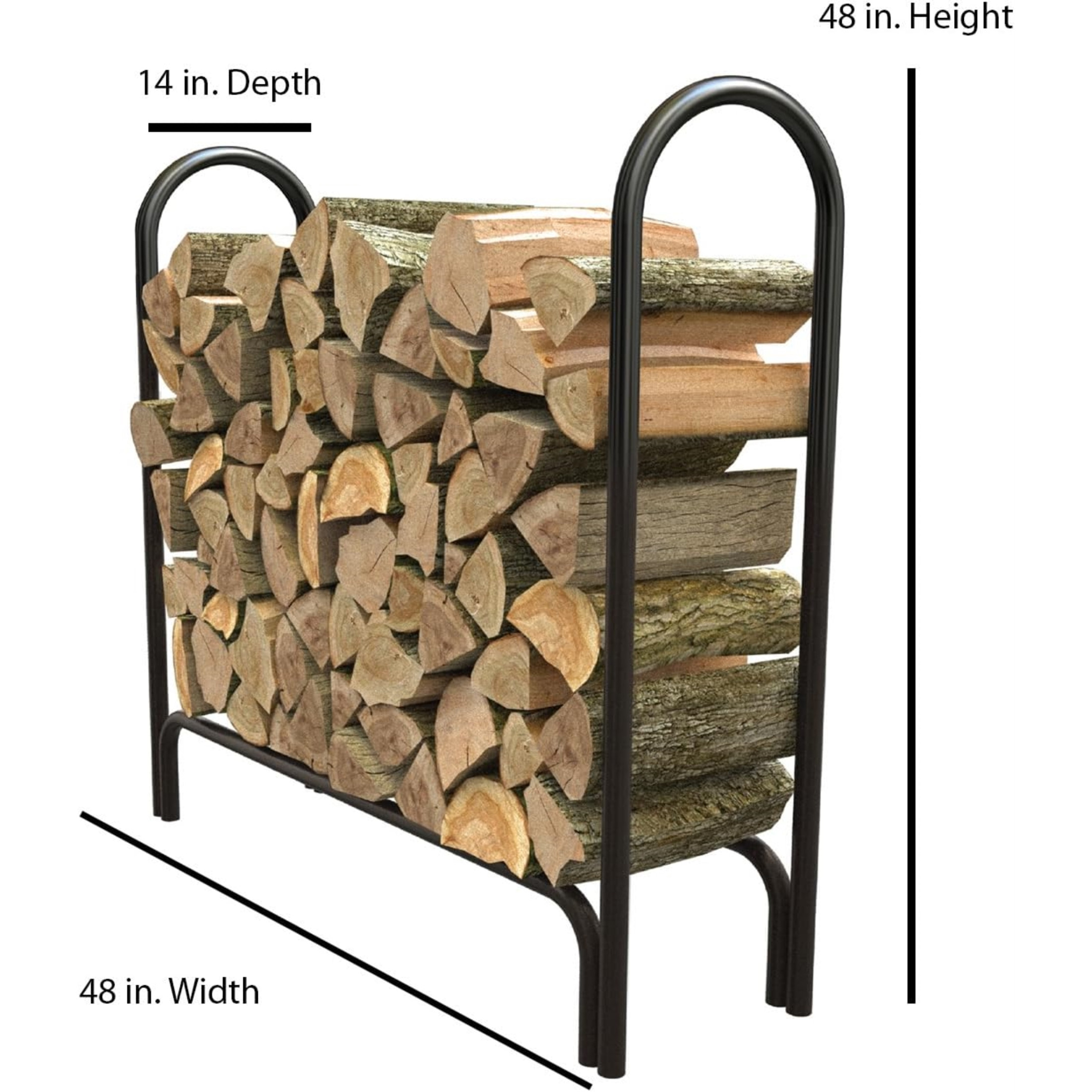 Panacea Steel Deluxe Outdoor Firewood Log Rack, Black, 4' Tall