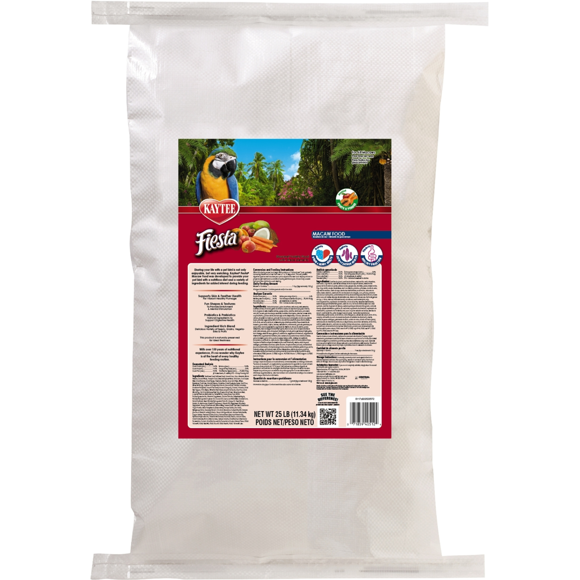 Kaytee Fiesta Parrot Food, Gourmet Food for Parrots, 25lb Bag