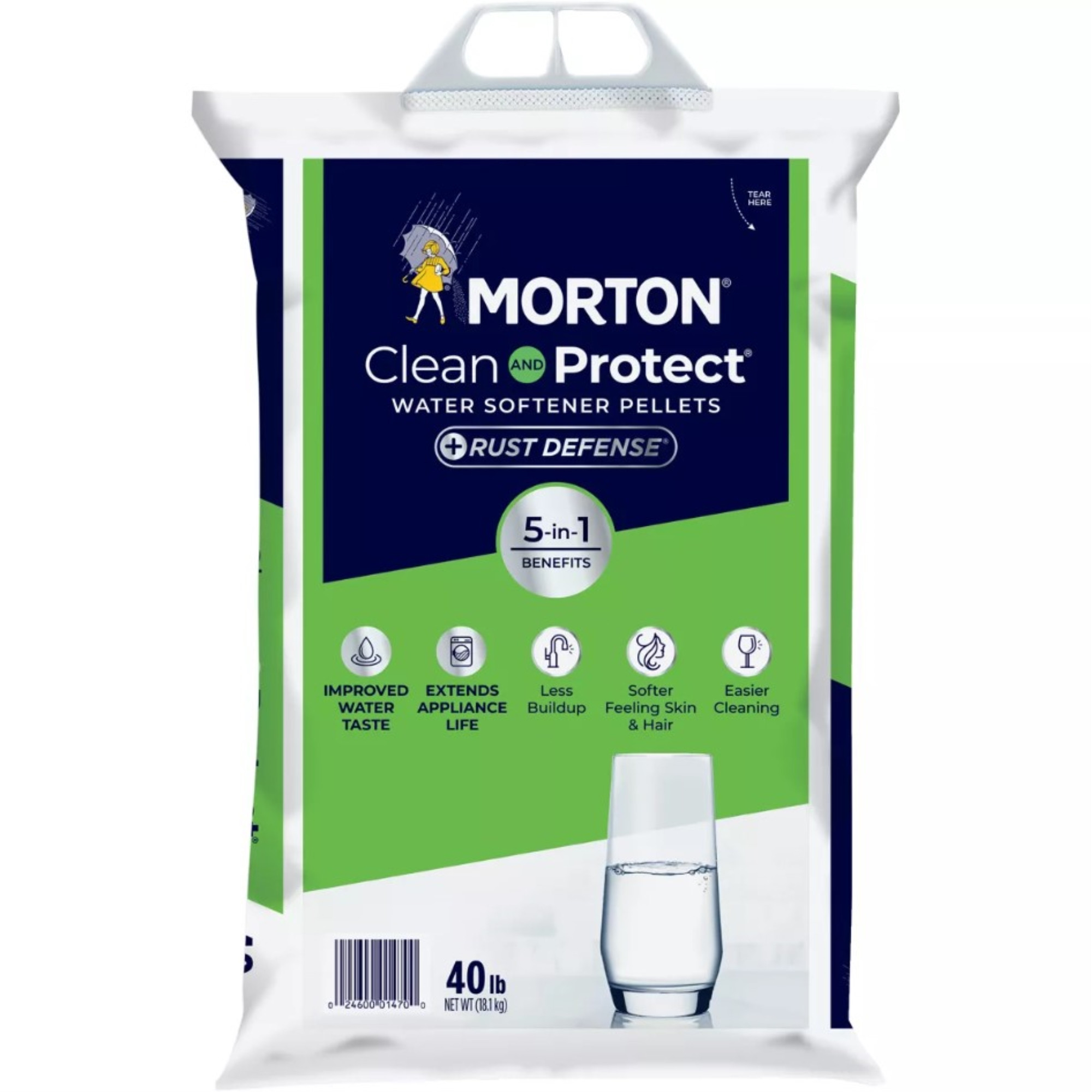Morton Clean and Protect Plus Rust Defense Water Softener Salt Pellets, 40lbs