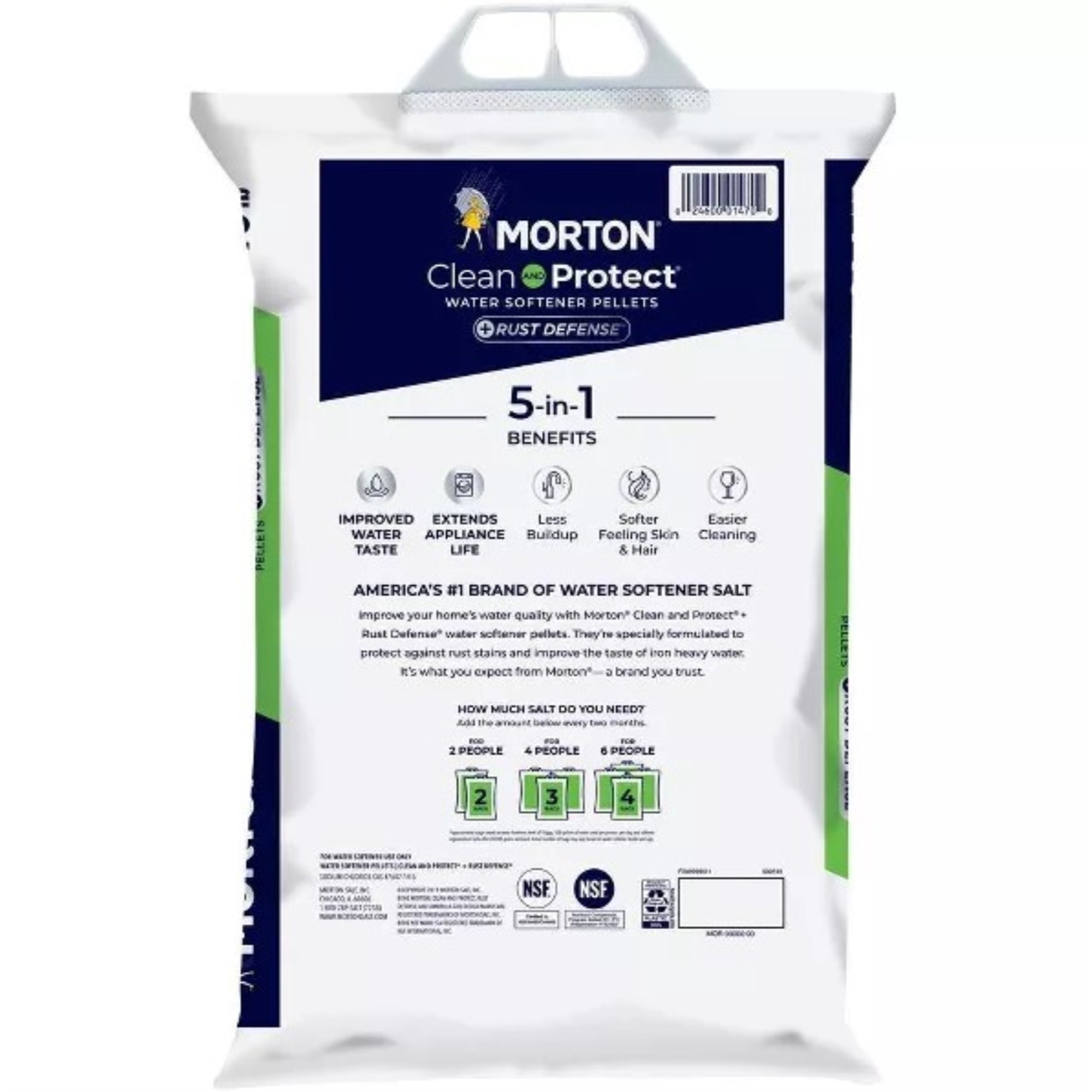Morton Clean and Protect Plus Rust Defense Water Softener Salt Pellets, 40lbs