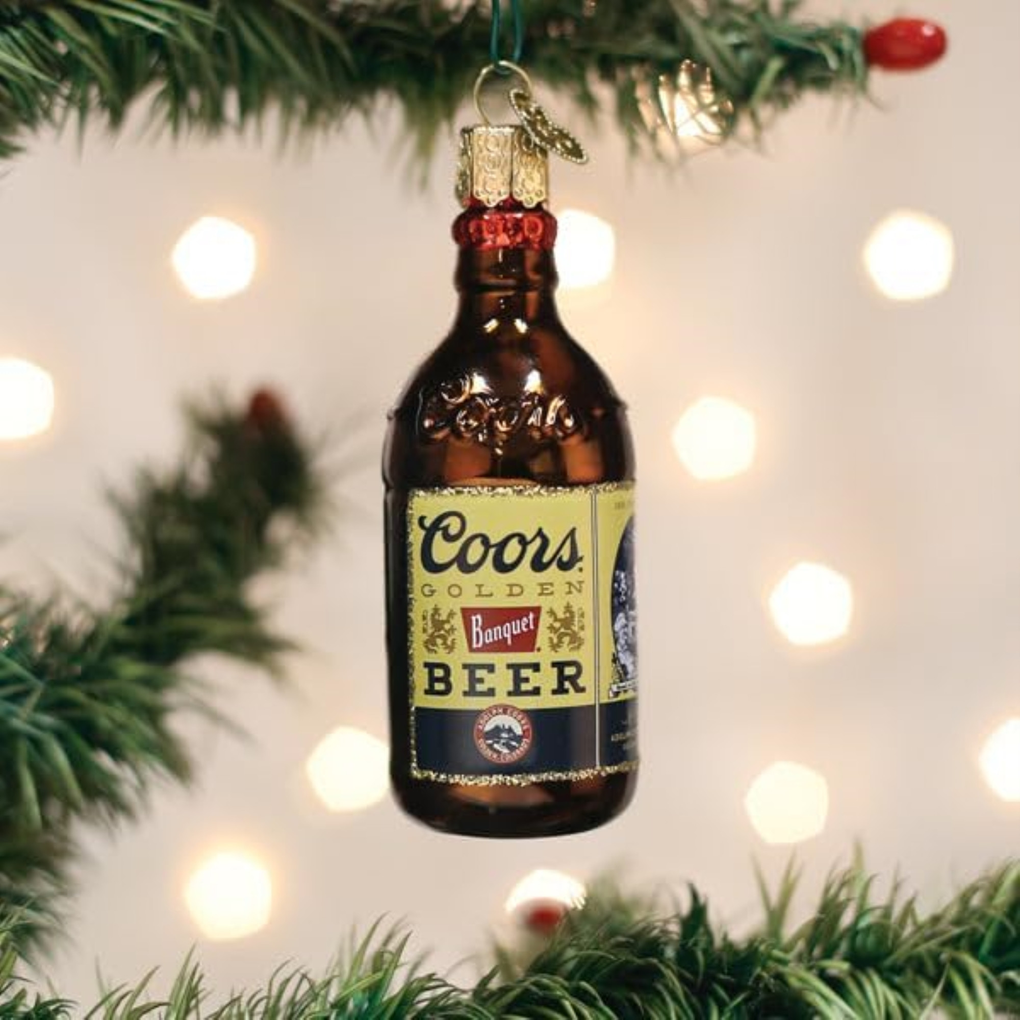 Old World Christmas Blown Glass Ornament for Christmas Tree, Coors Banquet Bottle