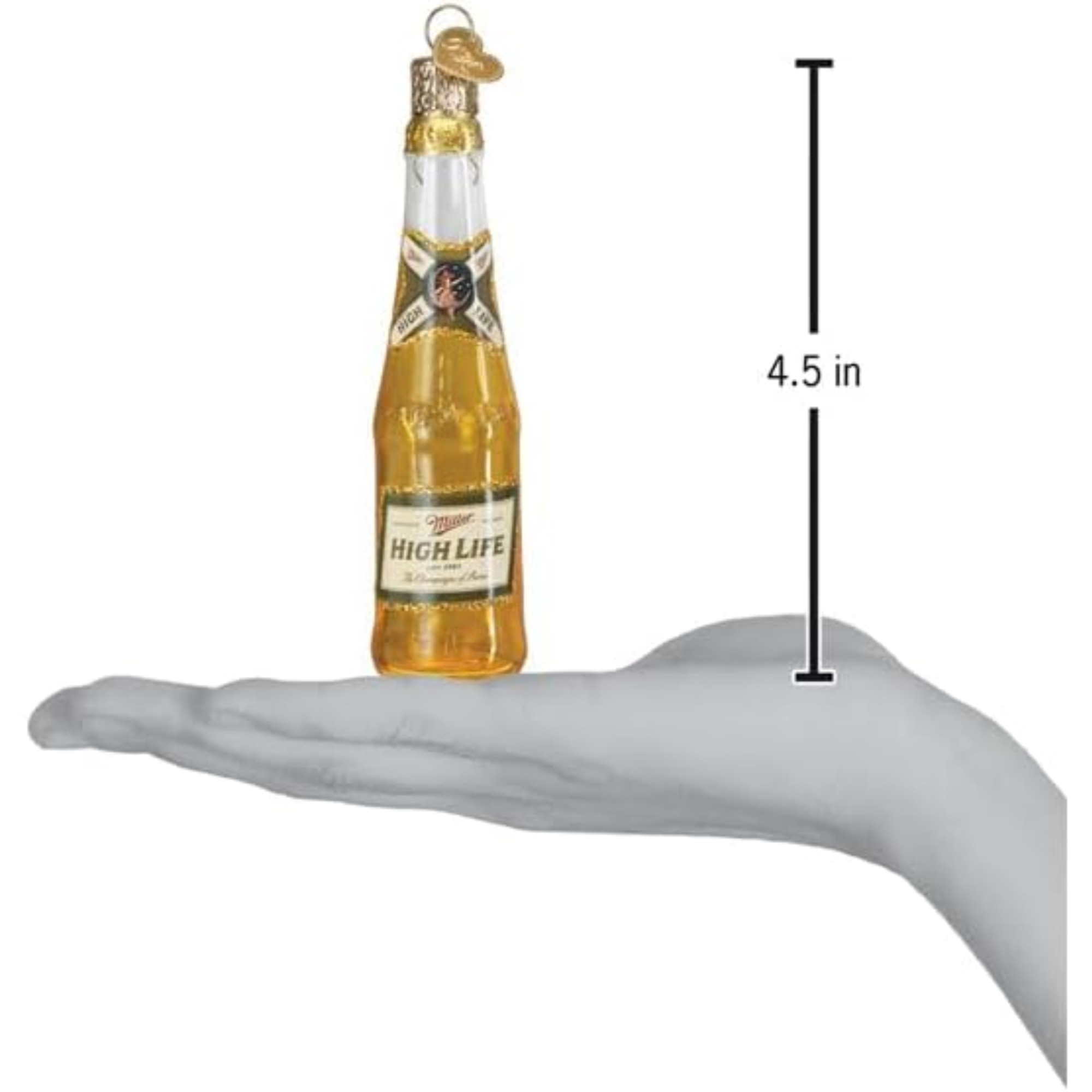 Old World Christmas Blown Glass Ornament for Christmas Tree, Miller High Life Bottle