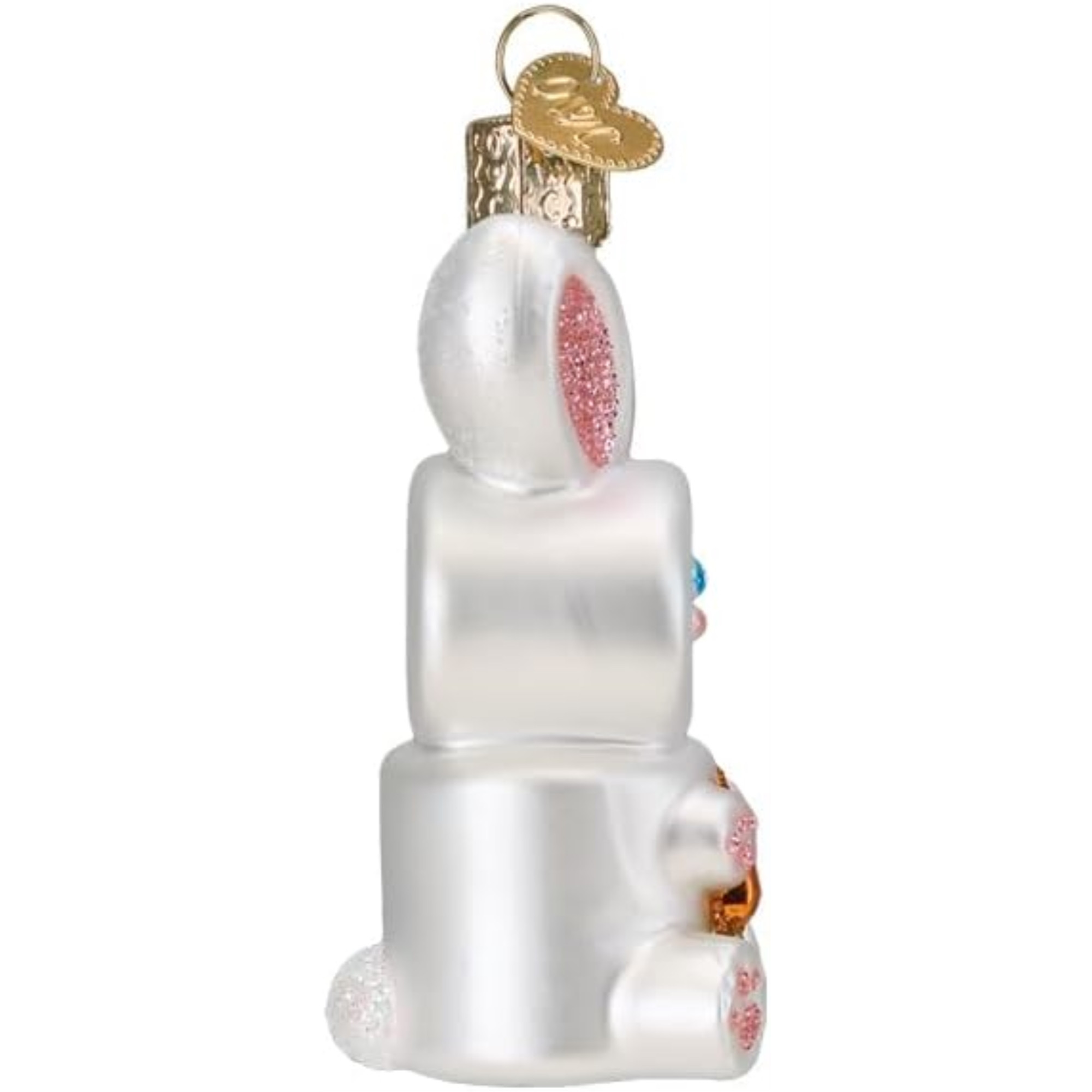 Old World Christmas Blown Glass Ornament for Christmas Tree, Marshmallow Bunny