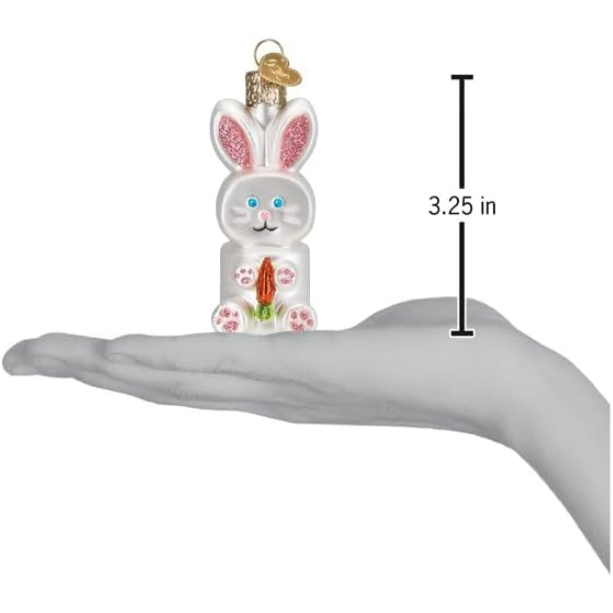 Old World Christmas Blown Glass Ornament for Christmas Tree, Marshmallow Bunny