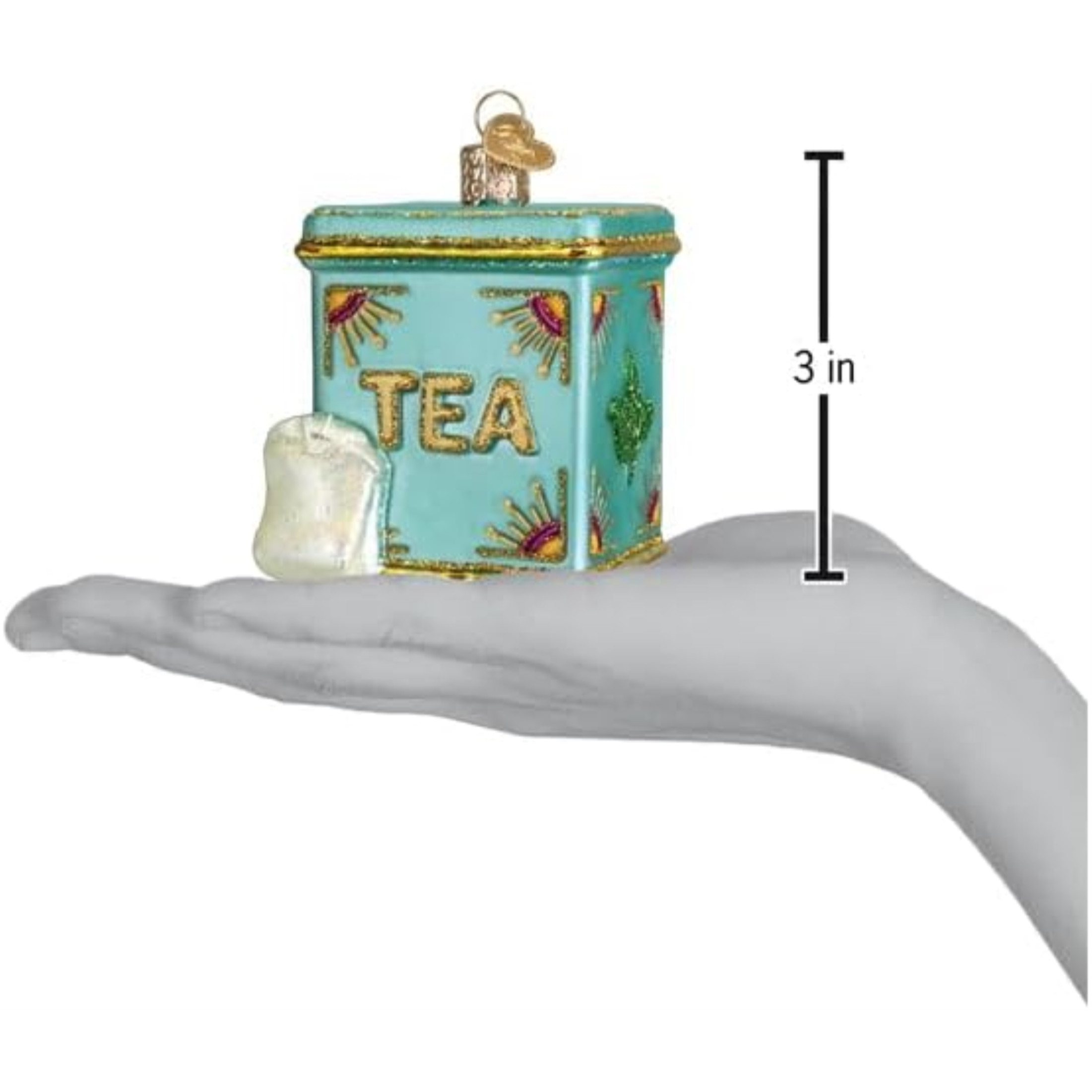 Old World Christmas Blown Glass Ornament for Christmas Tree, Tea Tin (with OWC Gift Box)
