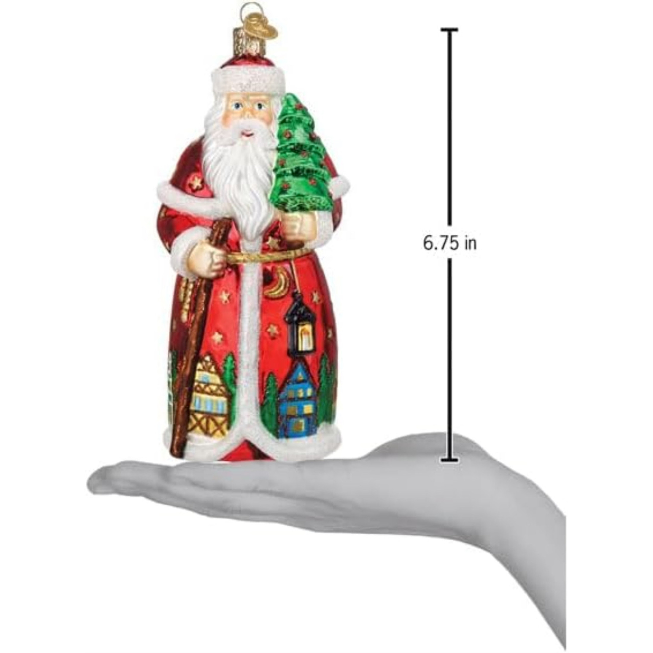 Old World Christmas Blown Glass Ornament for Christmas Tree, German Santa (with OWC Gift Box)