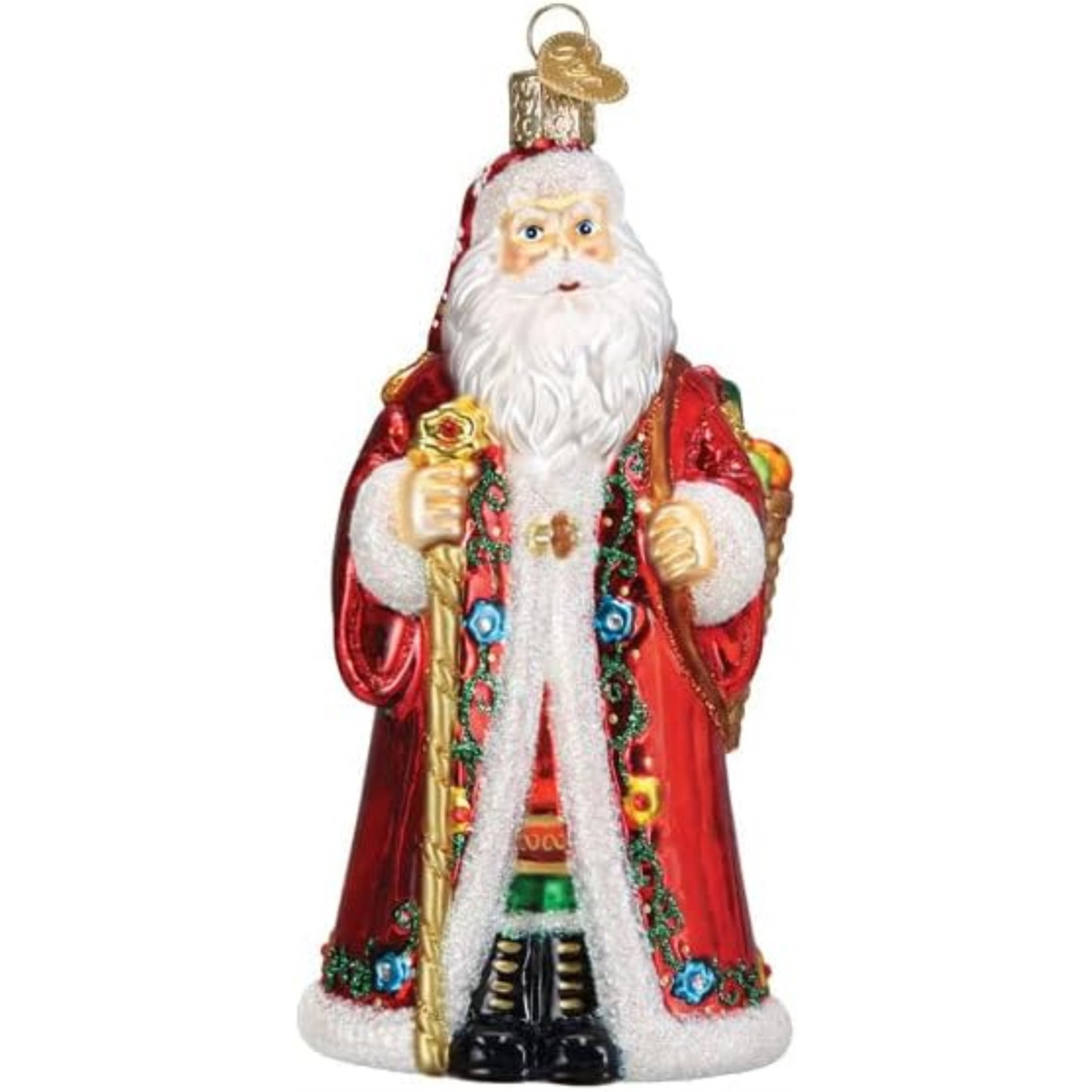 Old World Christmas Blown Glass Ornament for Christmas Tree, Norwegian Santa (with OWC Gift Box)