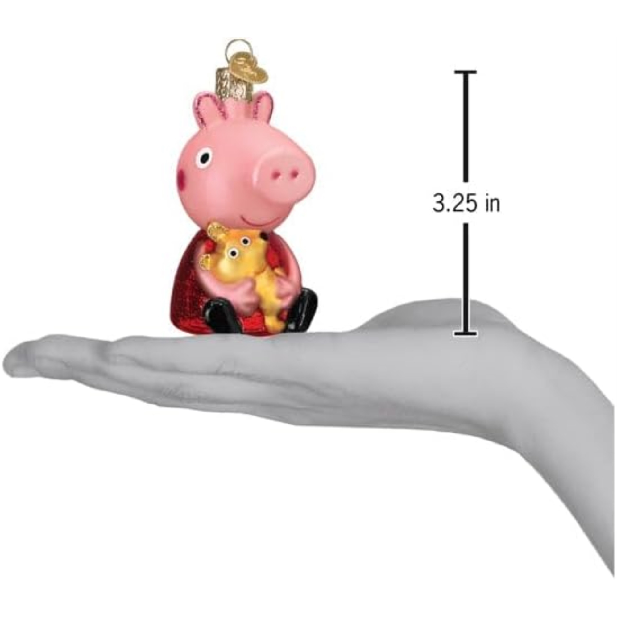 Old World Christmas Blown Glass Ornament for Christmas Tree, Peppa Pig With Teddy