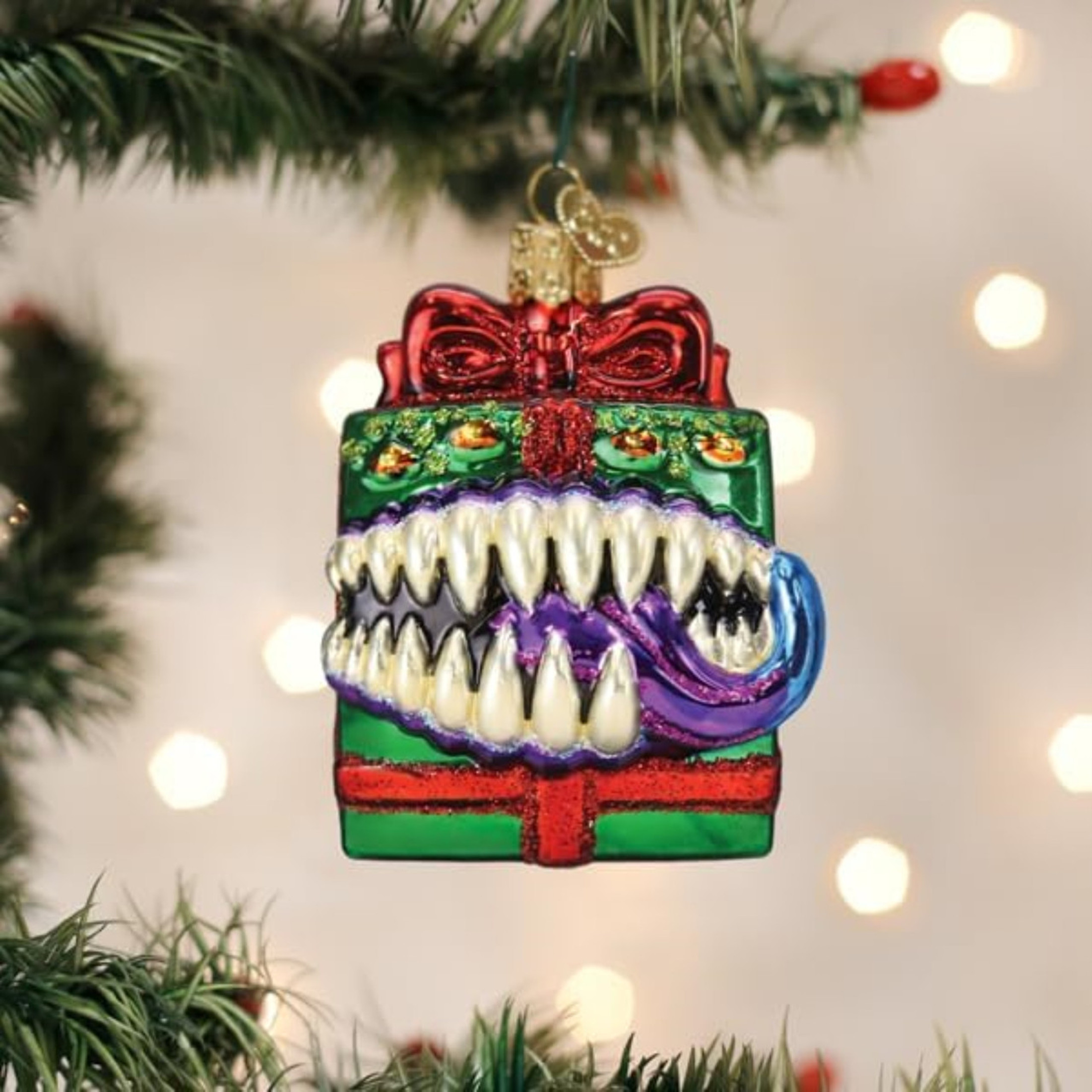 Old World Christmas Blown Glass Ornament for Christmas Tree, D & D Holiday Mimic (with OWC Gift Box)
