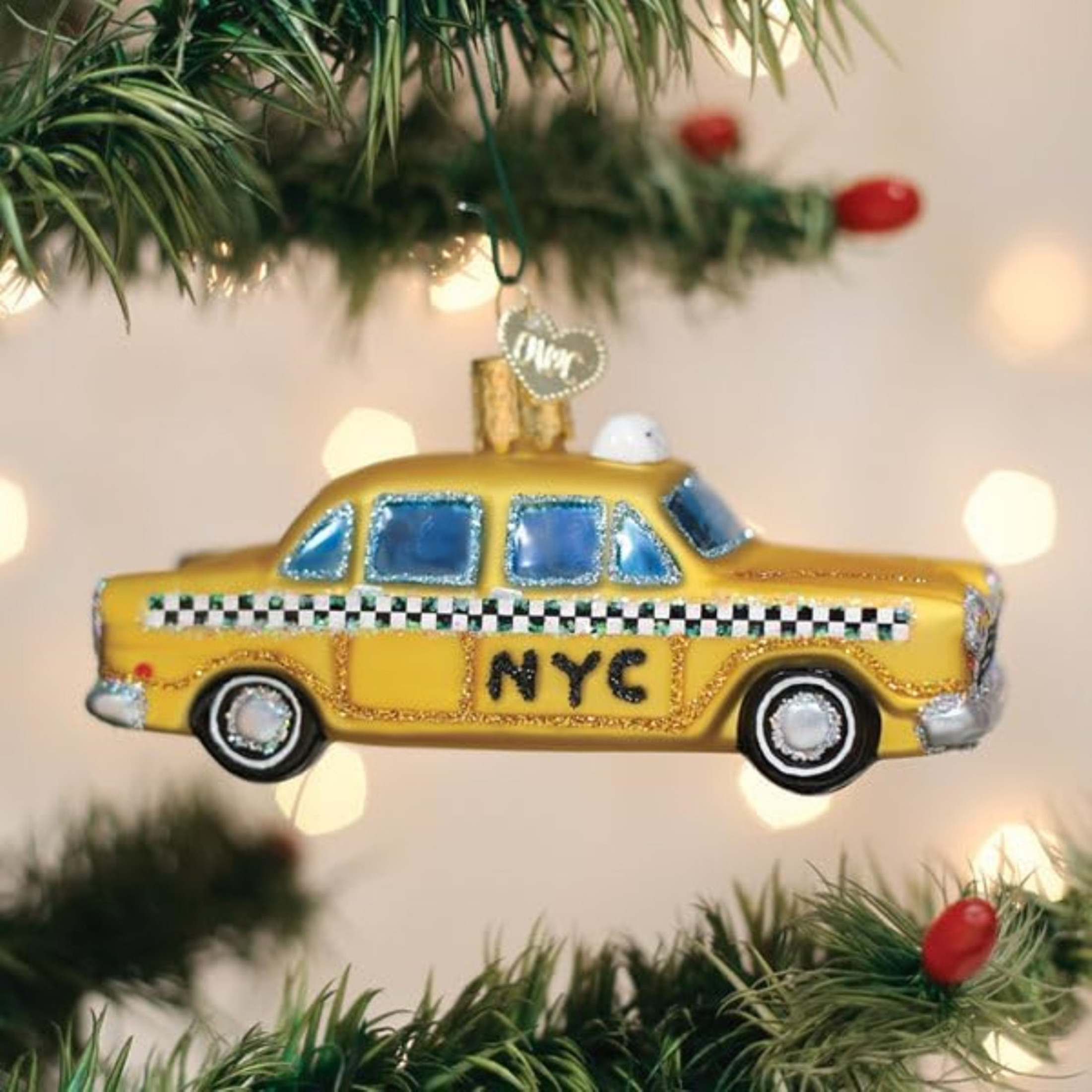 Old World Christmas Blown Glass Ornament for Christmas Tree, Nyc Taxi (with OWC Gift Box)