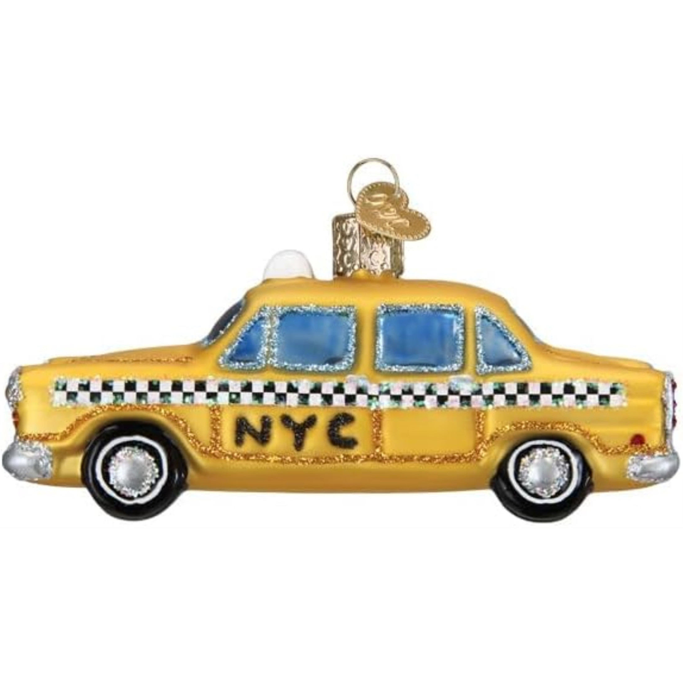 Old World Christmas Blown Glass Ornament for Christmas Tree, Nyc Taxi (with OWC Gift Box)