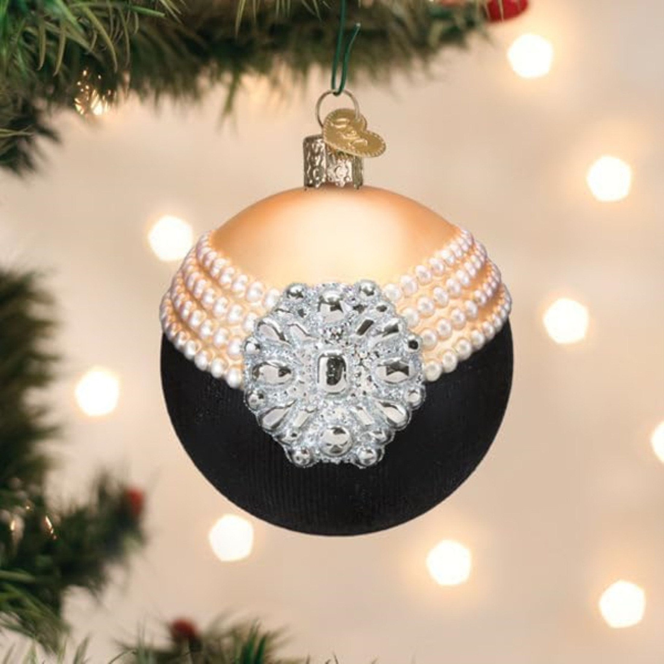 Old World Christmas Blown Glass Ornament for Christmas Tree, Classic Audrey Round (with OWC Gift Box)