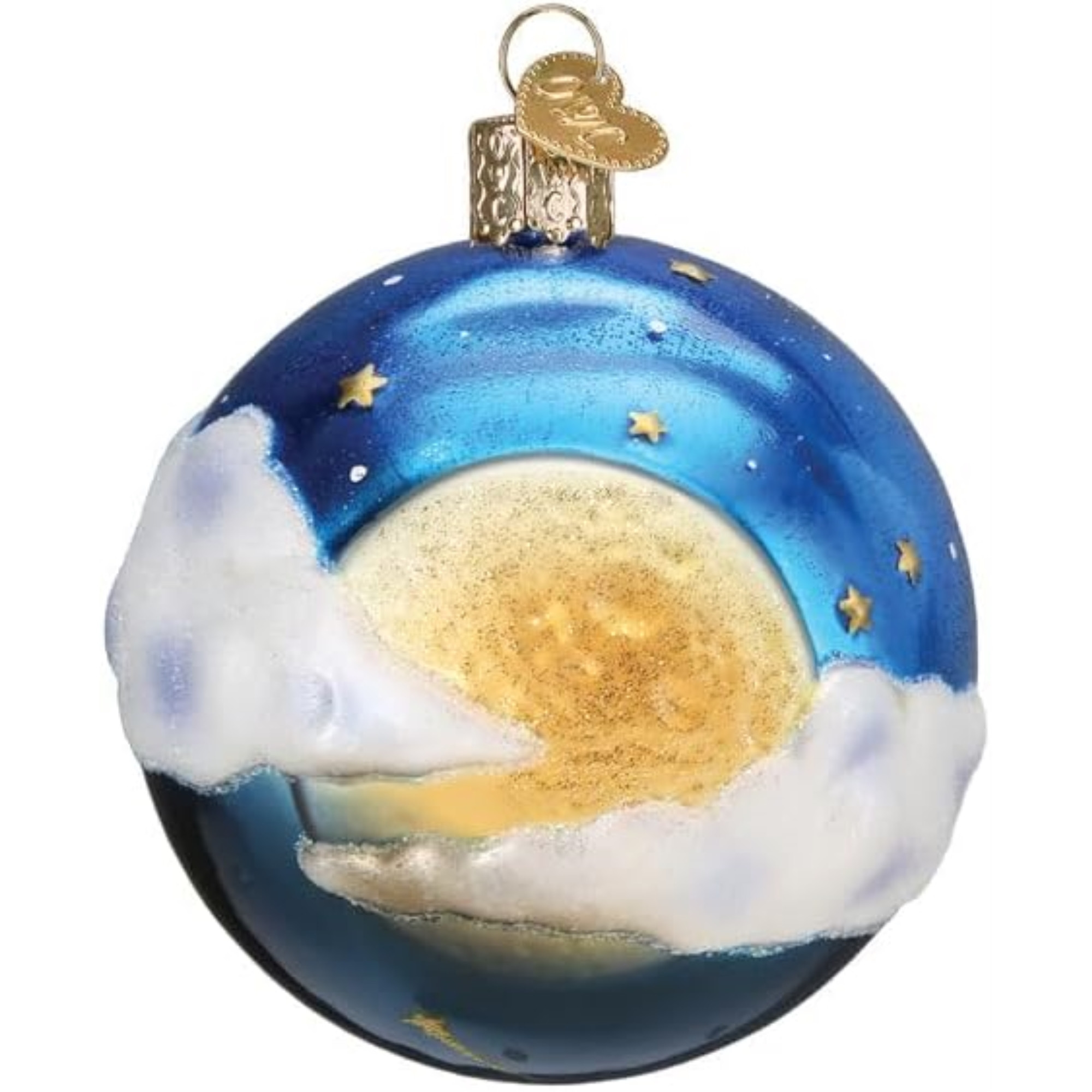 Old World Christmas Blown Glass Ornament for Christmas Tree, Moonglow Round