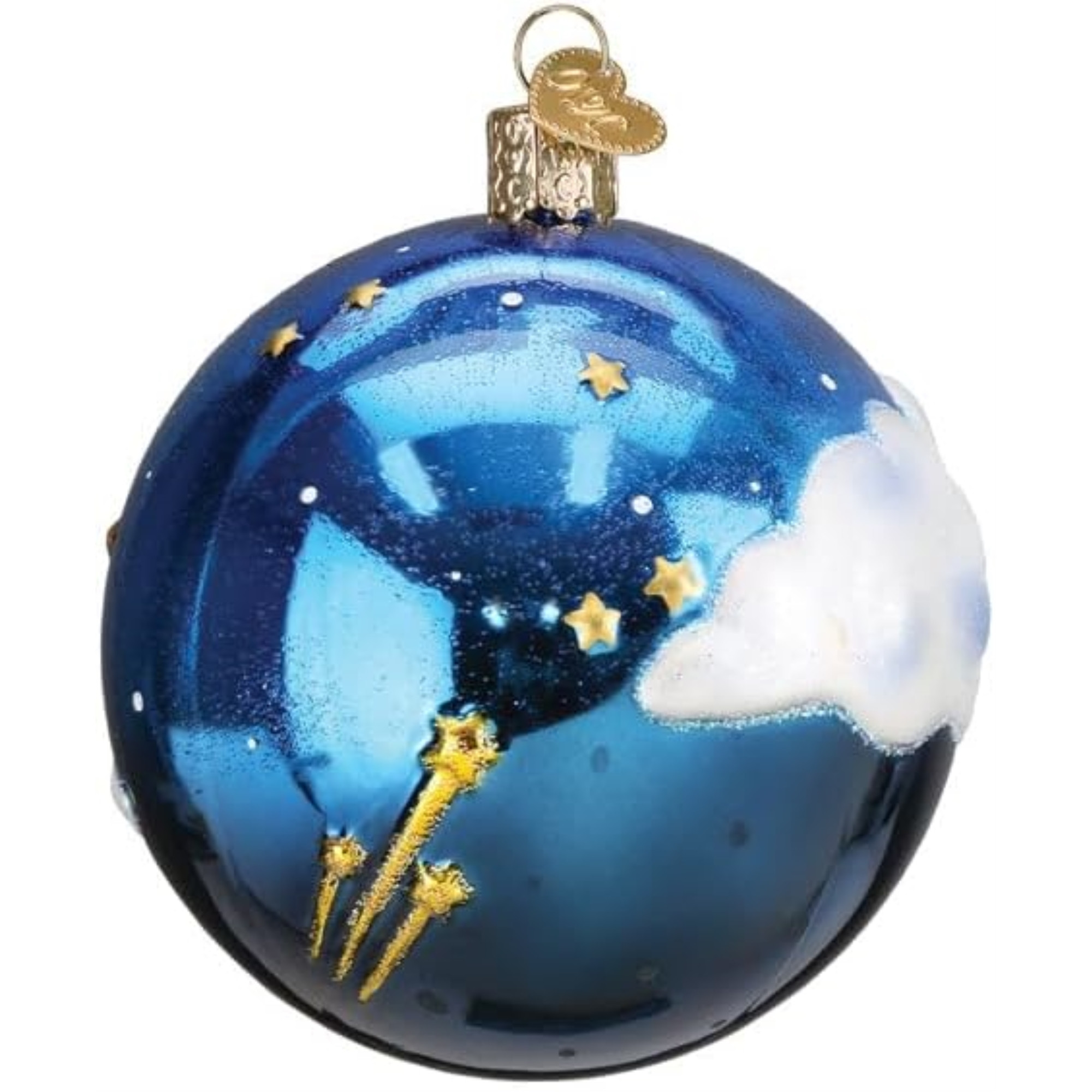 Old World Christmas Blown Glass Ornament for Christmas Tree, Moonglow Round